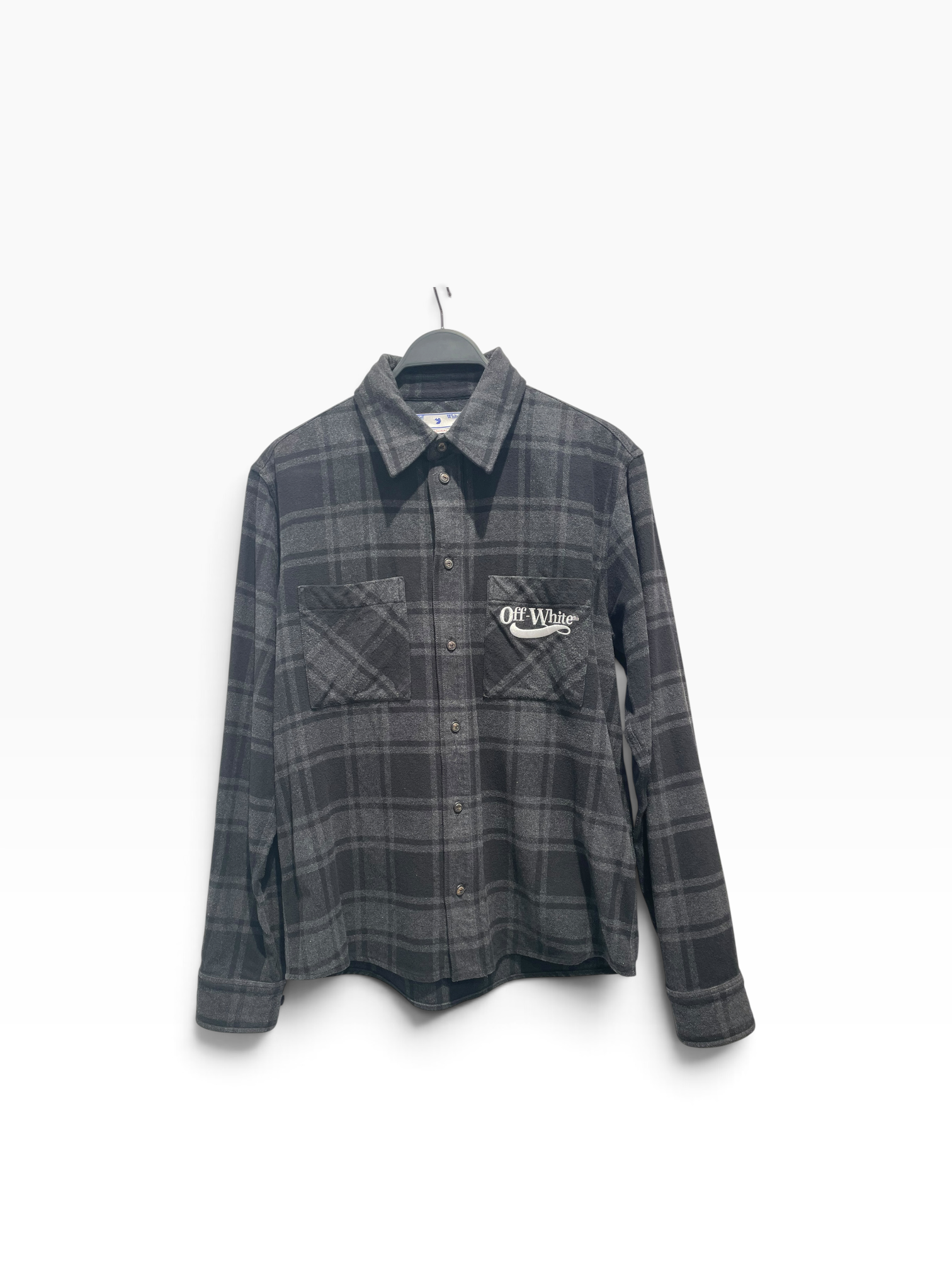 OFF-WHITE/Flannel Shirt/L/Cotton/GRY/Graphic/Back Graphic view 1