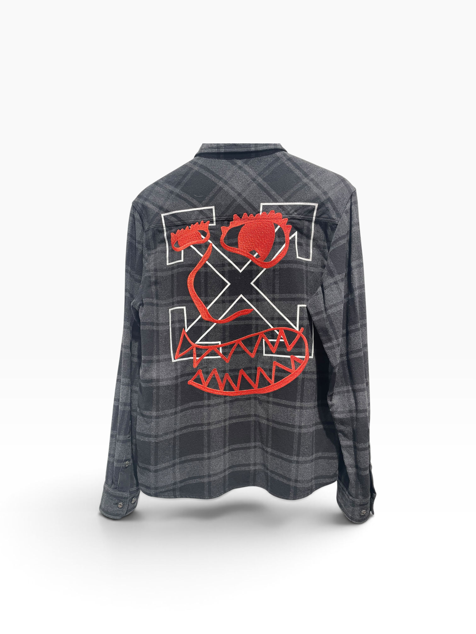 OFF-WHITE/Flannel Shirt/L/Cotton/GRY/Graphic/Back Graphic view 2