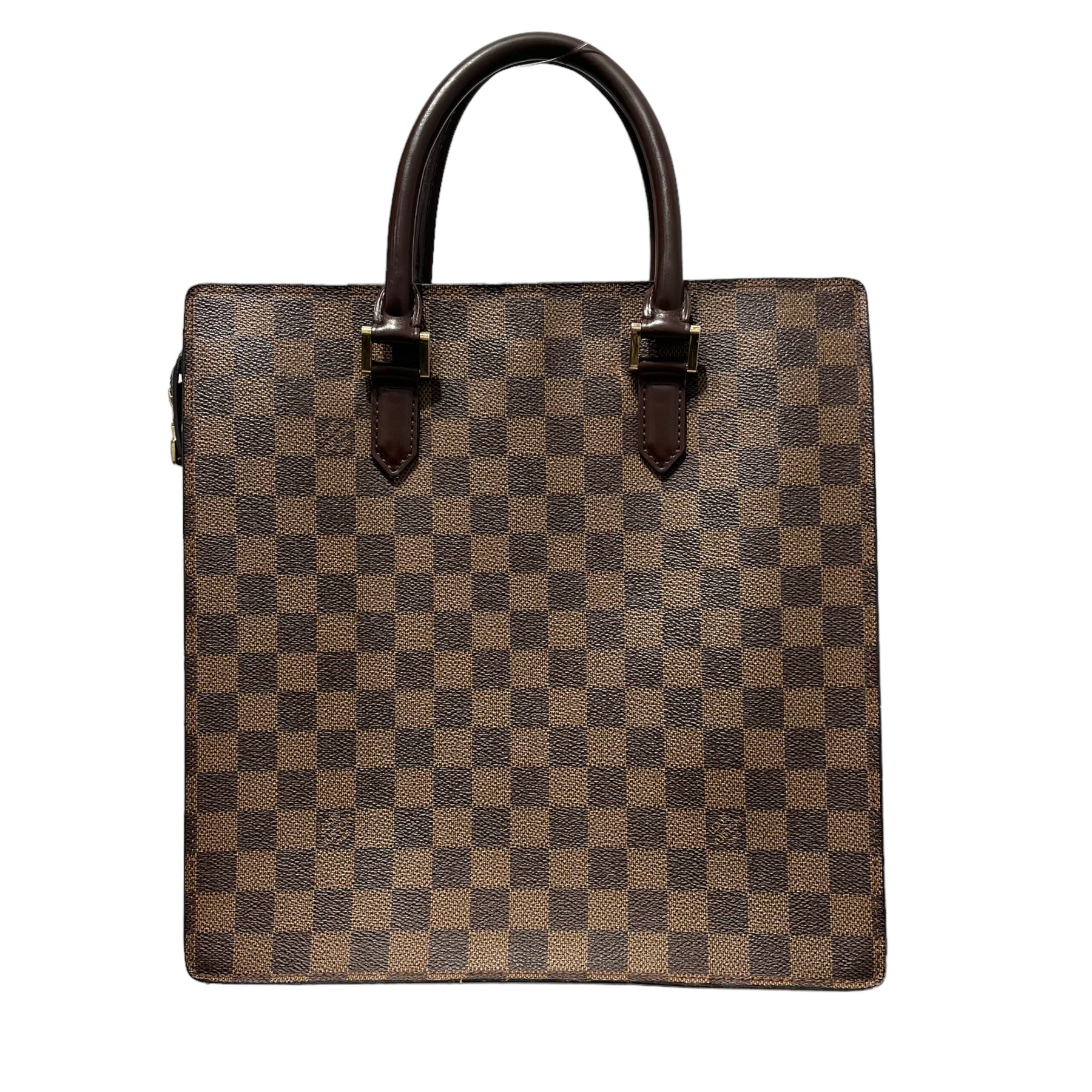 Louis Vuitton Sac Plat shopping bag in ebene damier canvas and brown