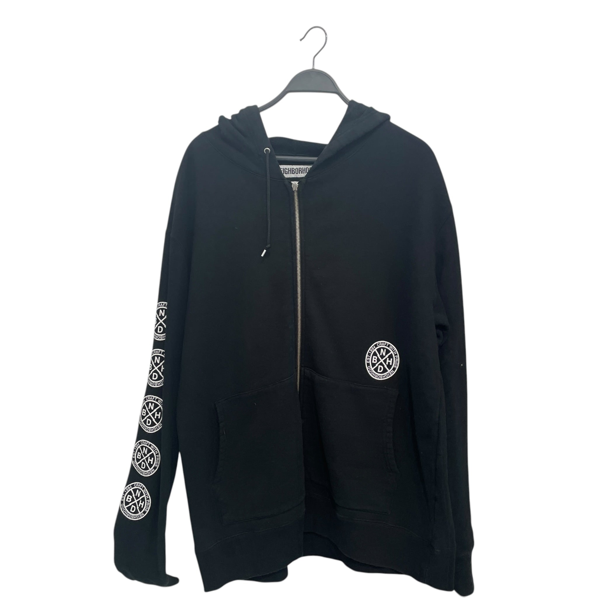 NEIGHBORHOOD/Zip Up Hoodie/XL/Cotton/BLK/ view 1