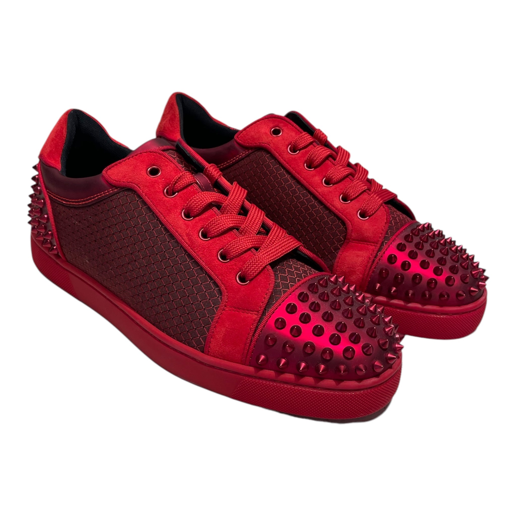 Christian Louboutin/Low-Sneakers/EU 42.5/Leather/RED/Studded Low Trainers view 1