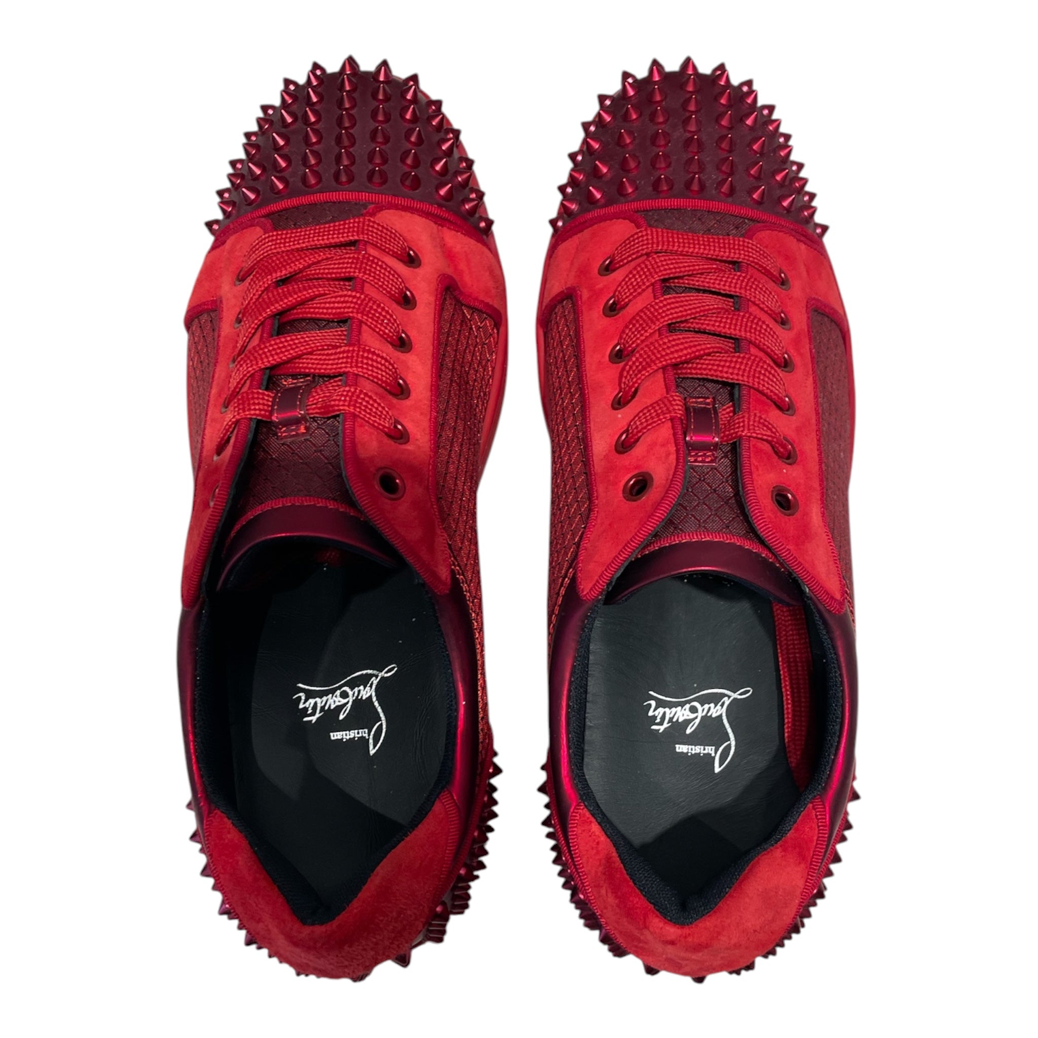 Christian Louboutin/Low-Sneakers/EU 42.5/Leather/RED/Studded Low Trainers view 3