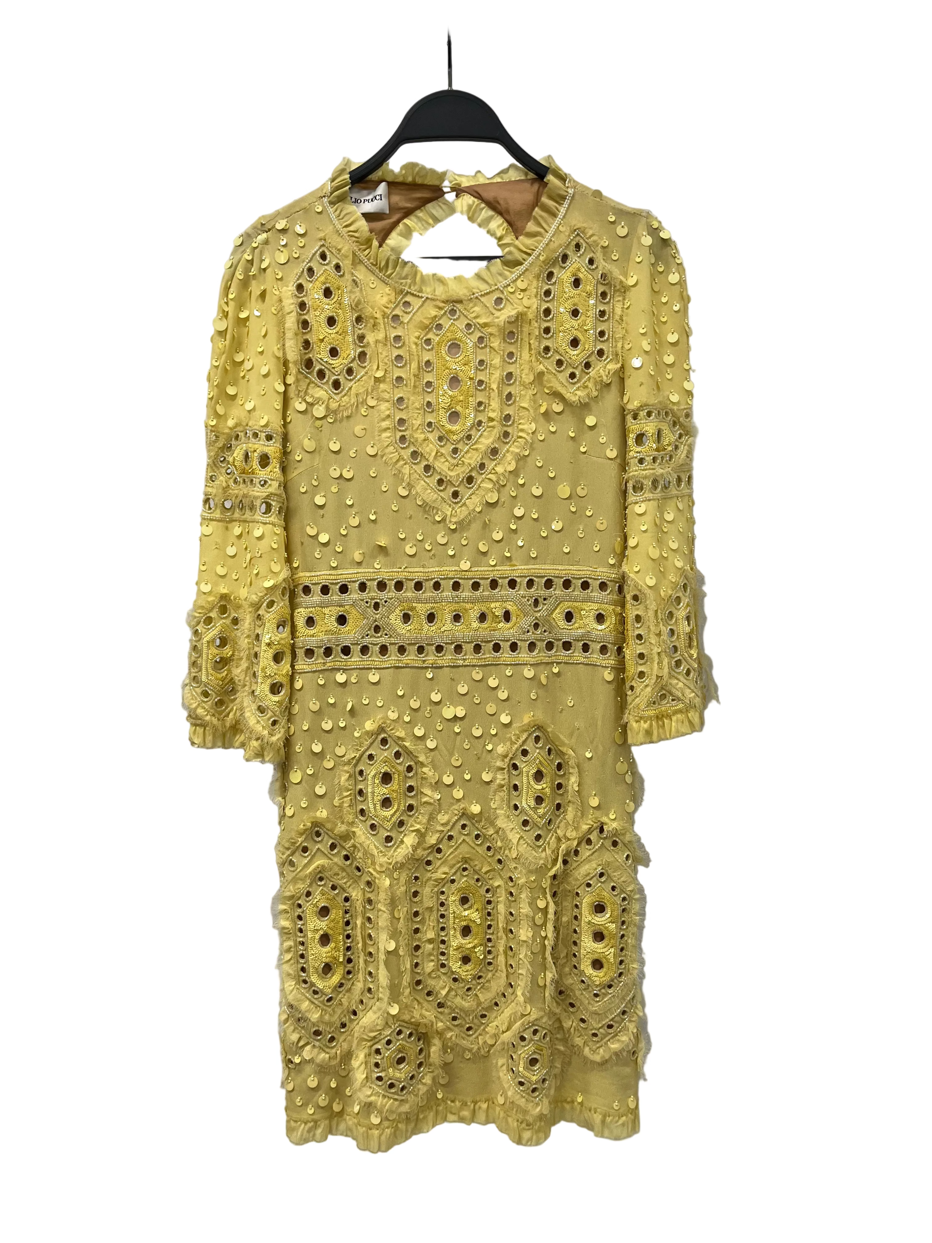 EMILIO PUCCI/LS Dress/6/Silk/YEL/Mini Length/BEADED view 1