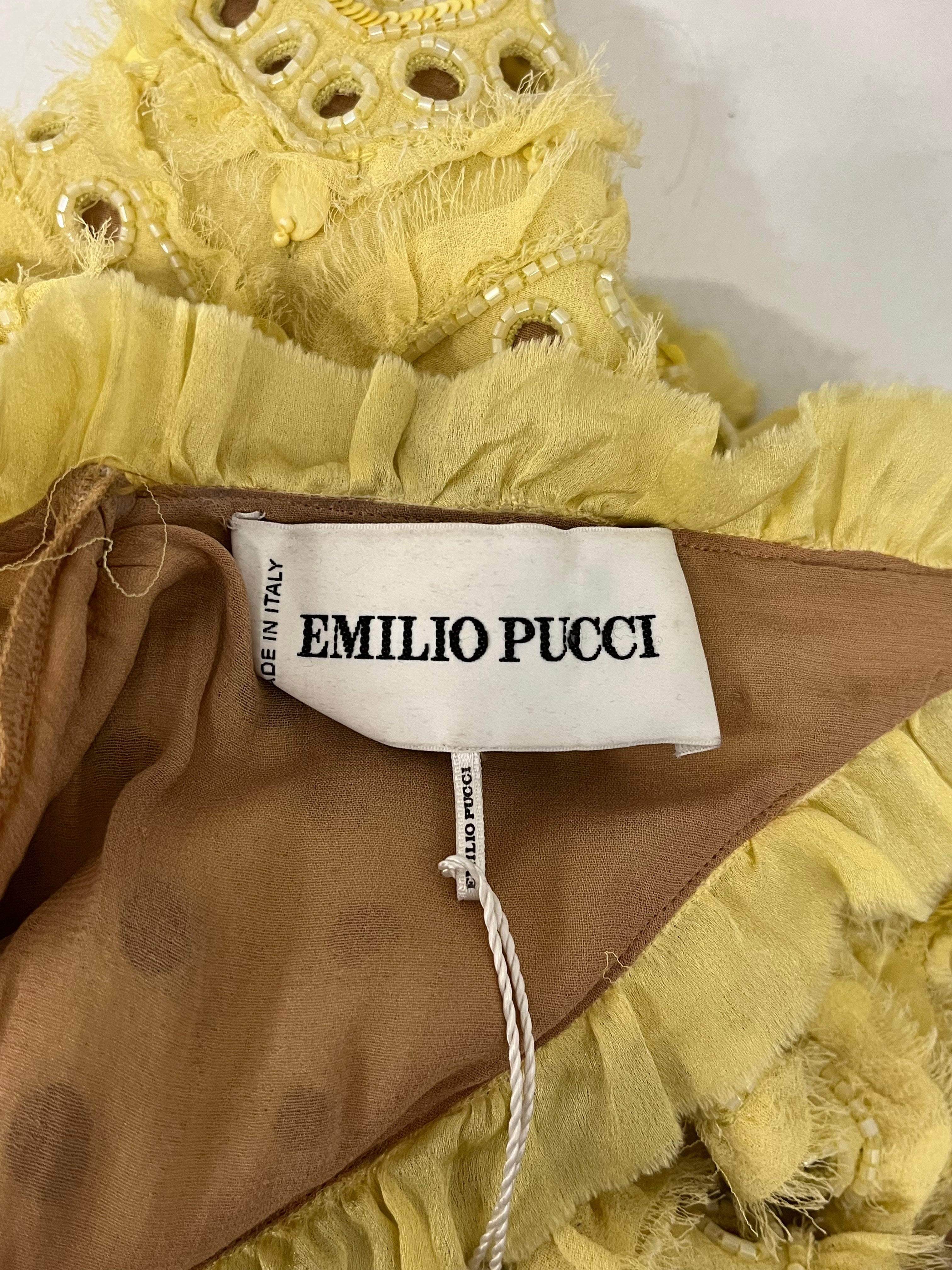 EMILIO PUCCI/LS Dress/6/Silk/YEL/Mini Length/BEADED view 3
