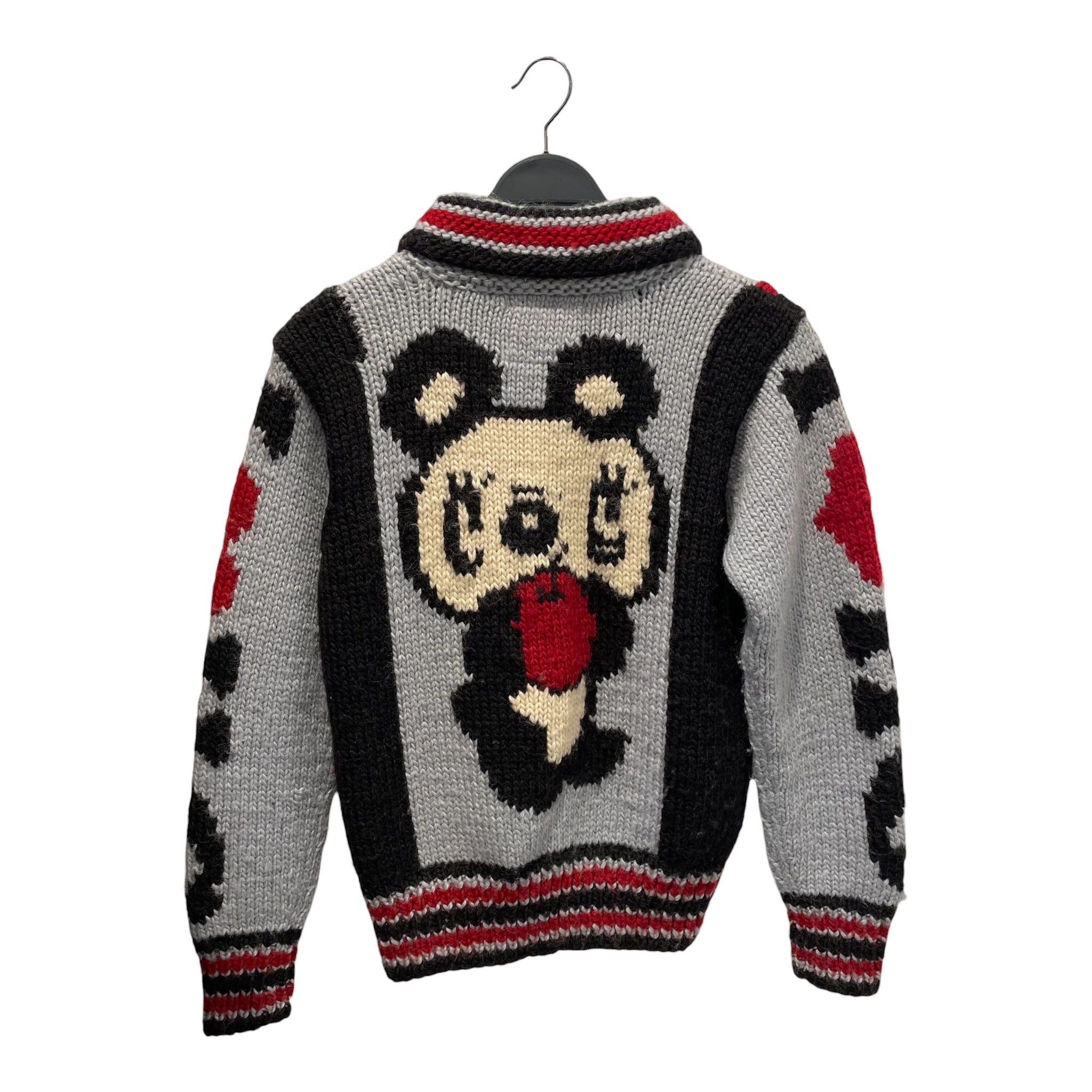 HYSTERIC GLAMOUR/Heavy Cardigan/FREE/All Over Print/Mohair/GRY/High Neck/ZIPPED FRONT W BEAR GRAPHIC view 2