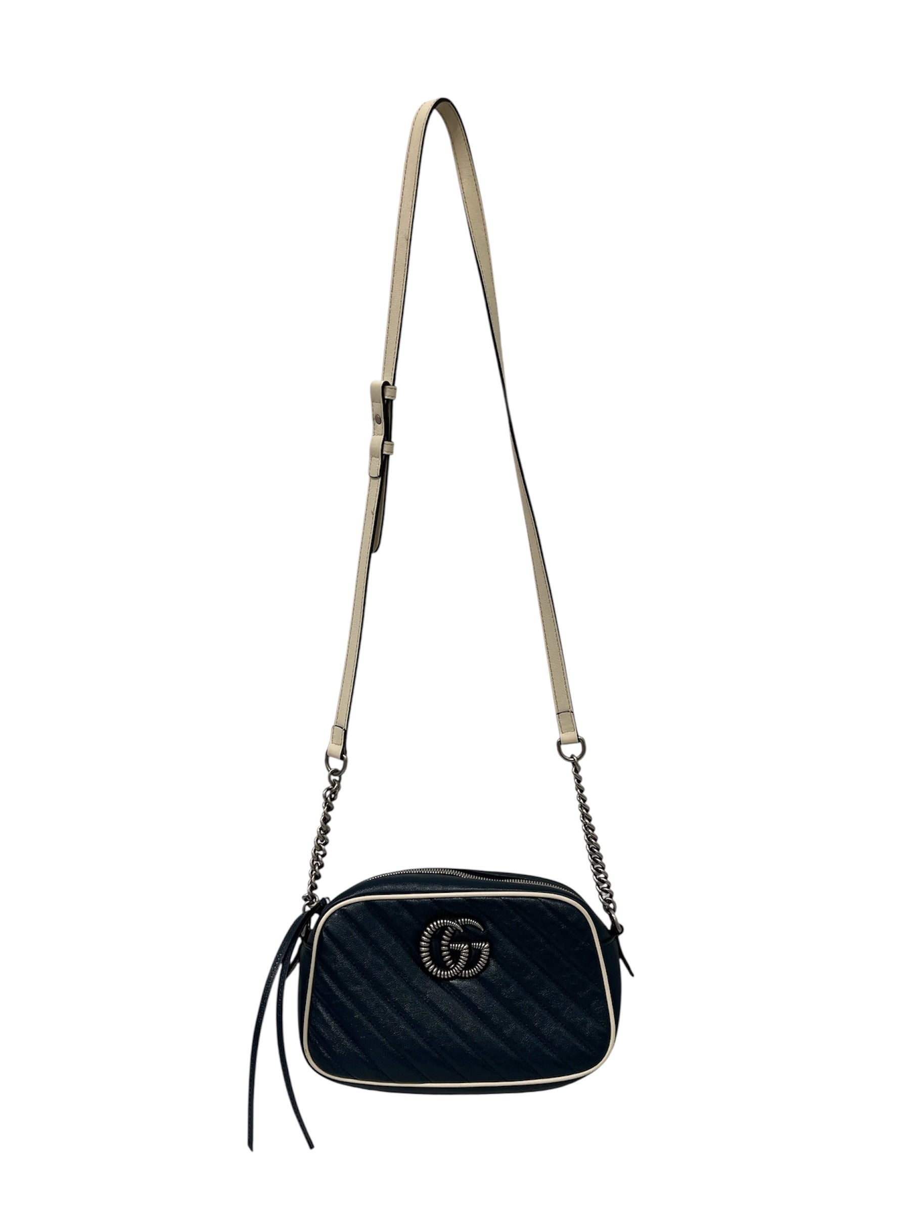 GUCCI/Cross Body Bag/Border/Leather/NVY/GG MARMONT SMALL TORCHON view 1