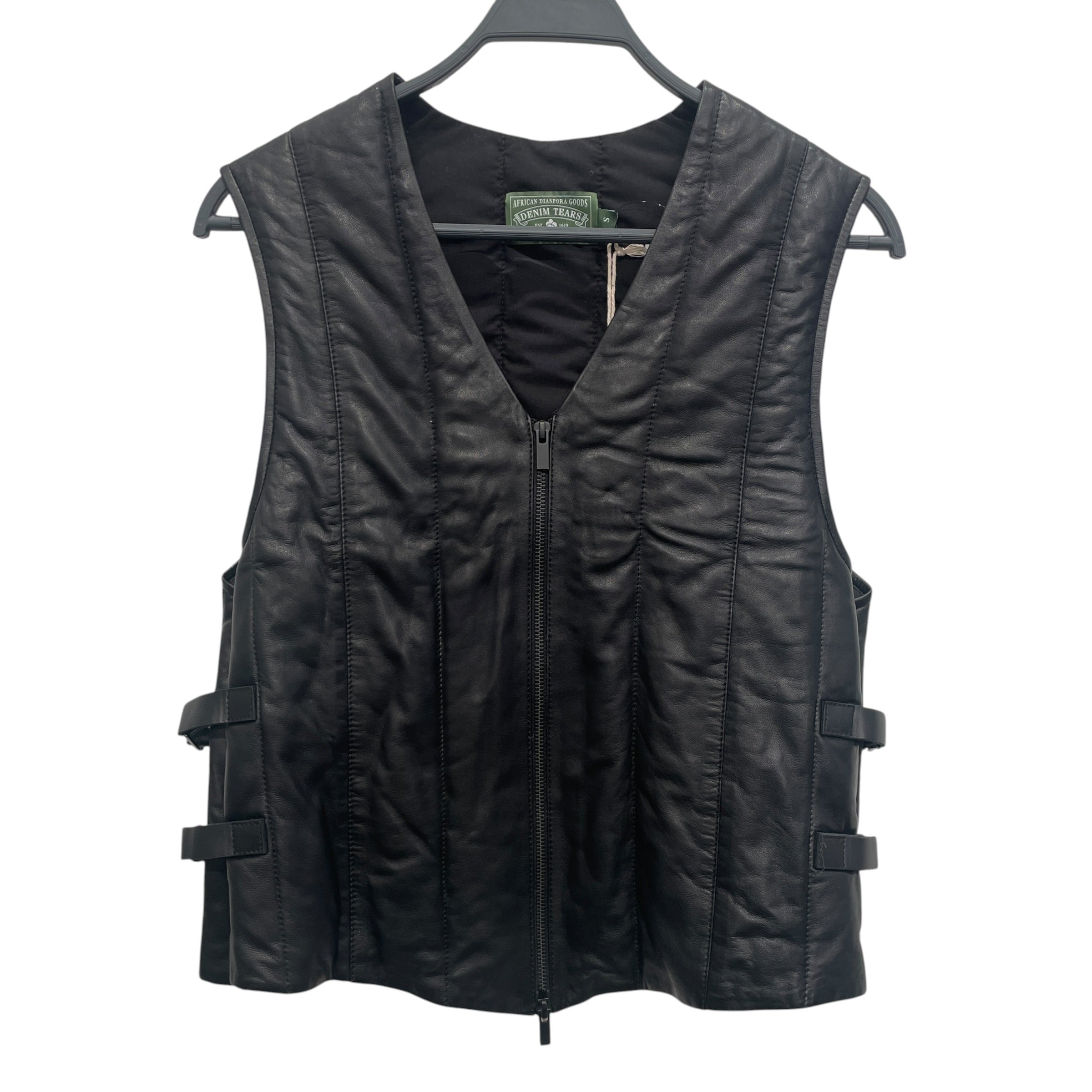 DENIM TEARS/Vest/S/Leather/BLK/LAMBLEATHER view 1