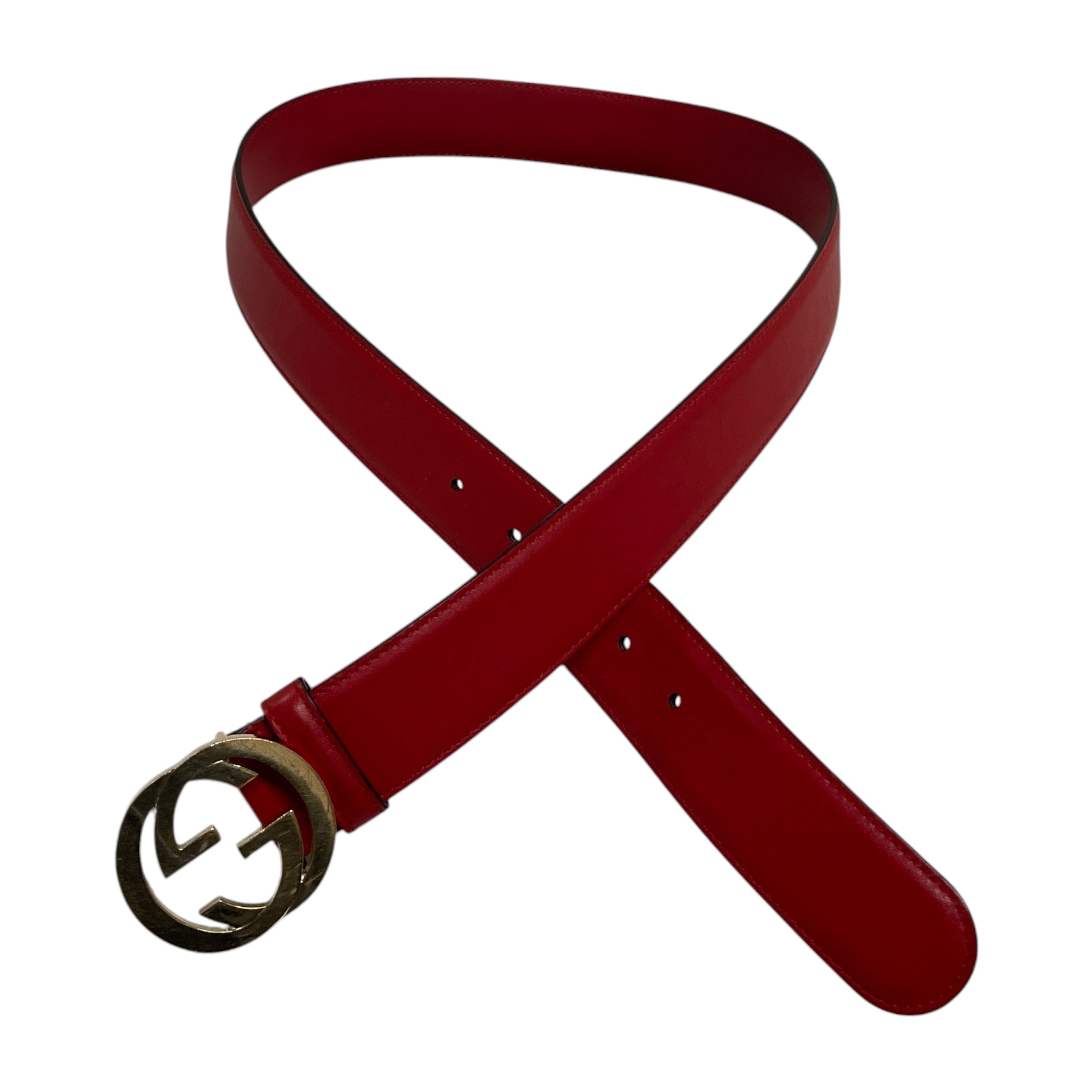 GUCCI/Belt/Leather/RED/KYQBGYD/GOLD BUCKLE view 2
