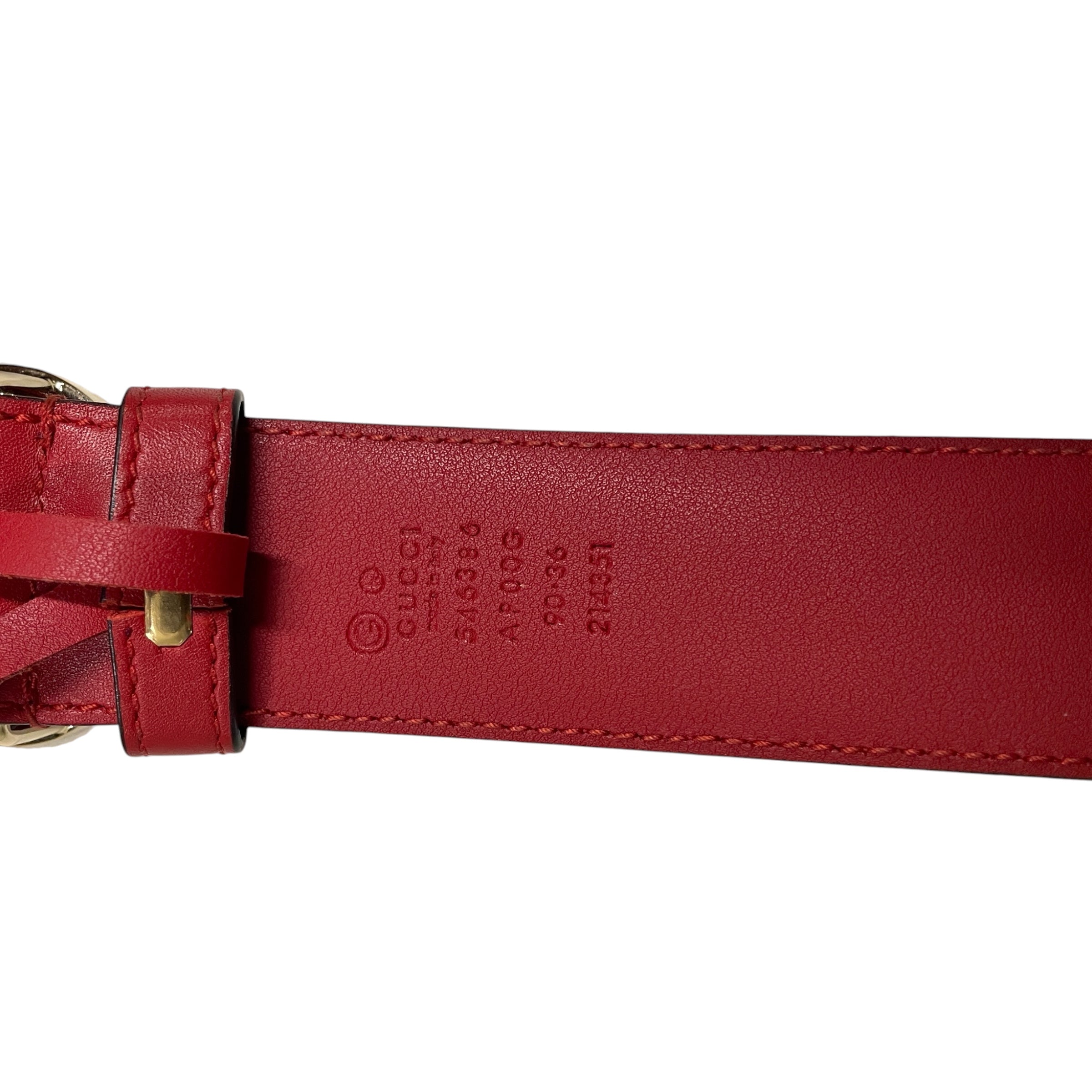 GUCCI/Belt/Leather/RED/KYQBGYD/GOLD BUCKLE view 3