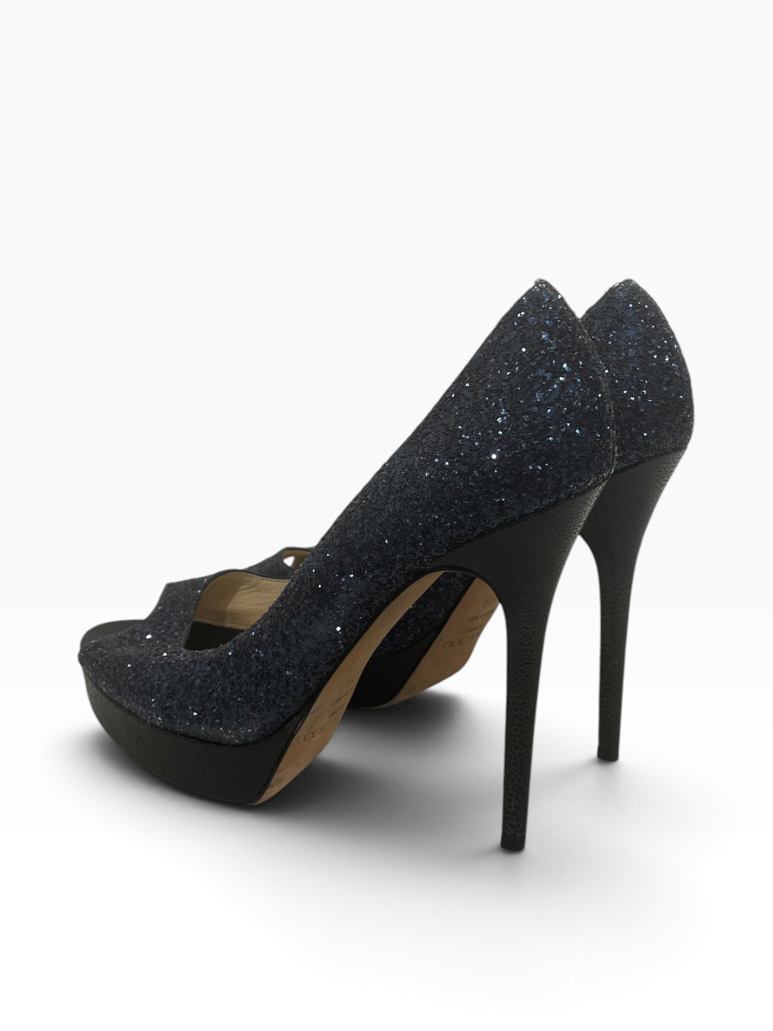 JIMMY CHOO/Heels/EU 40.5/Glitter/NVY/ view 2