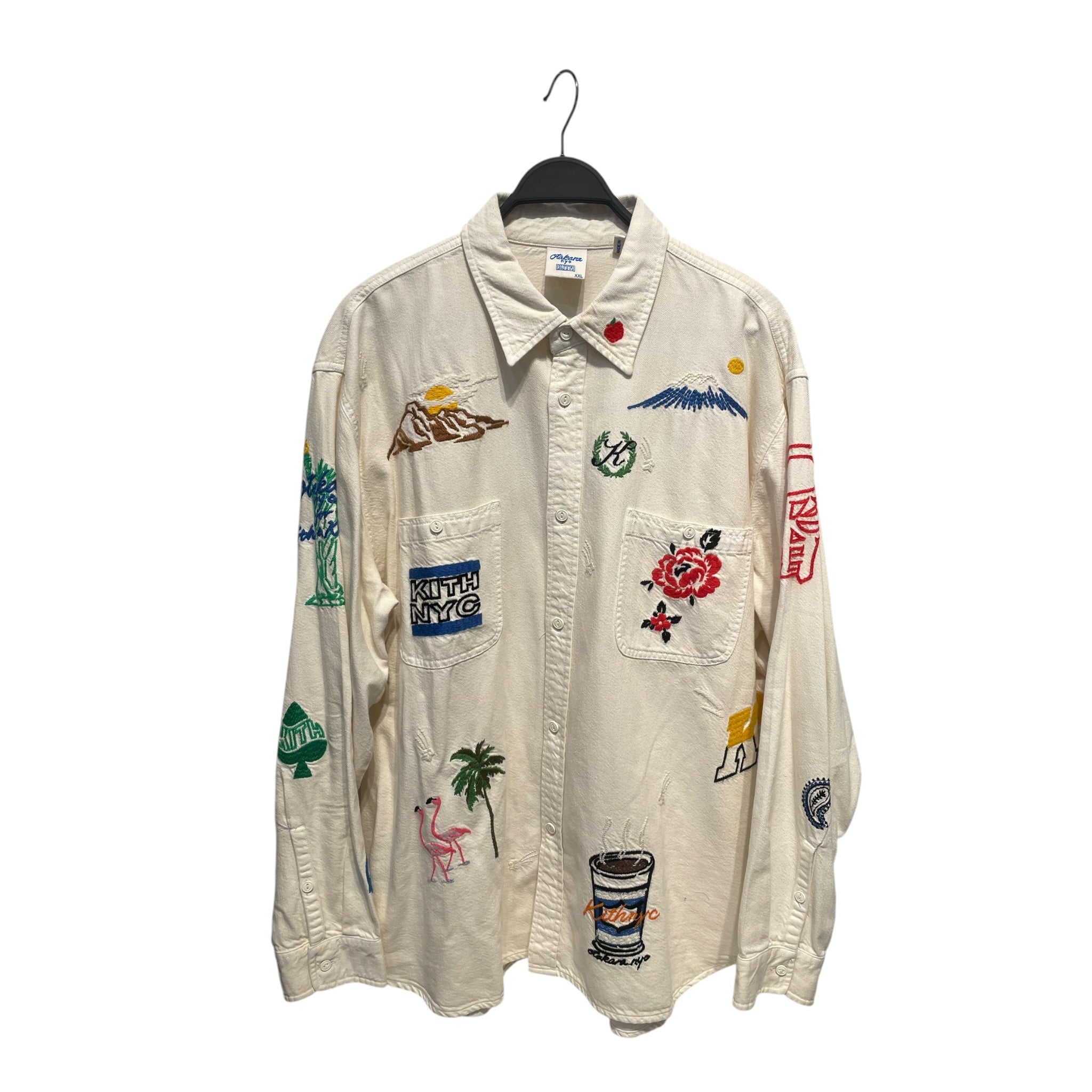 KITH/LS Shirt/XXL/Cotton/CRM/OTAKARA X KITH ALL OVER EMBROI view 1