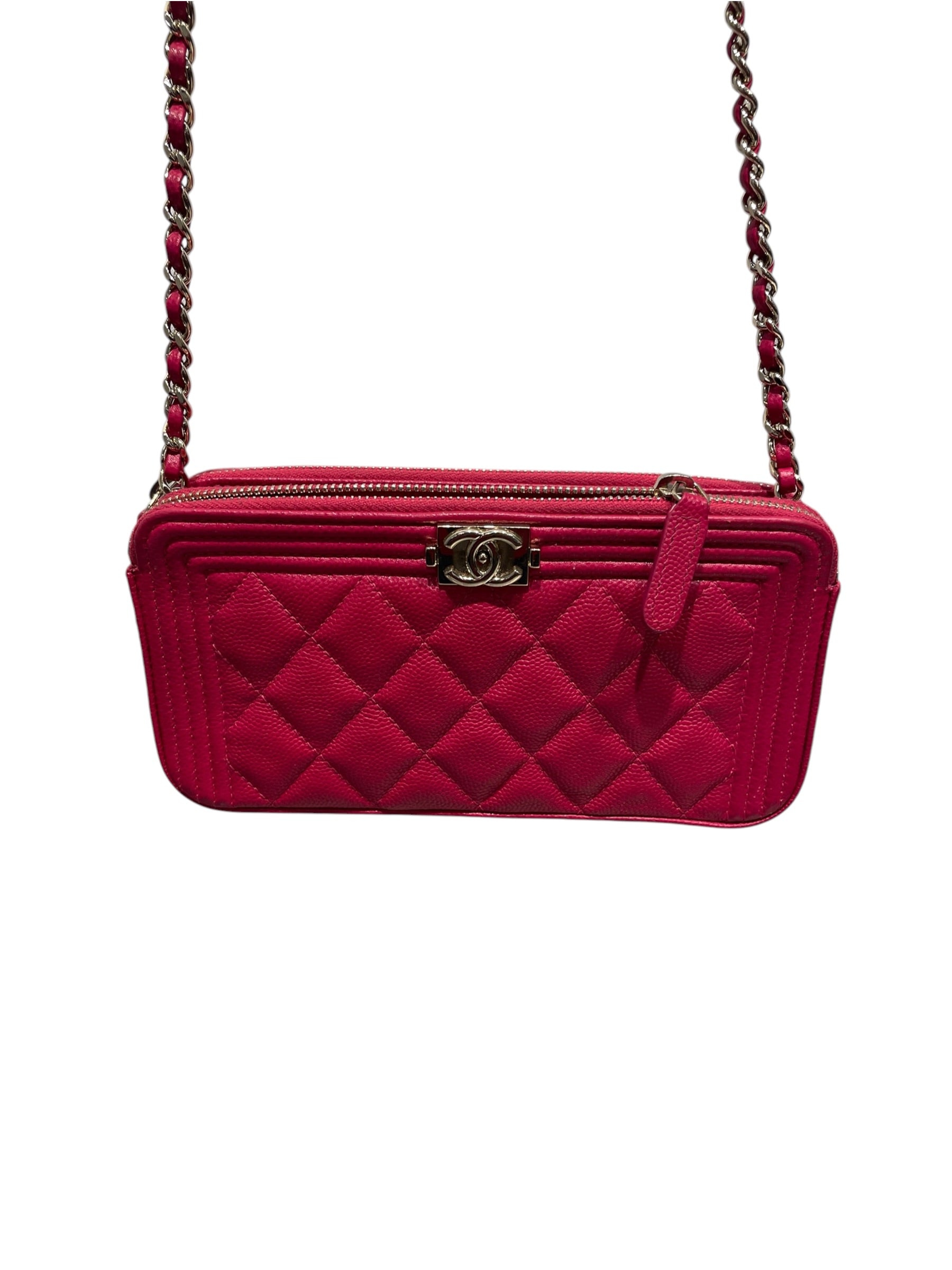 CHANEL/Cross Body Bag/Leather/PNK/Caviar Double Zip 23887696 view 1