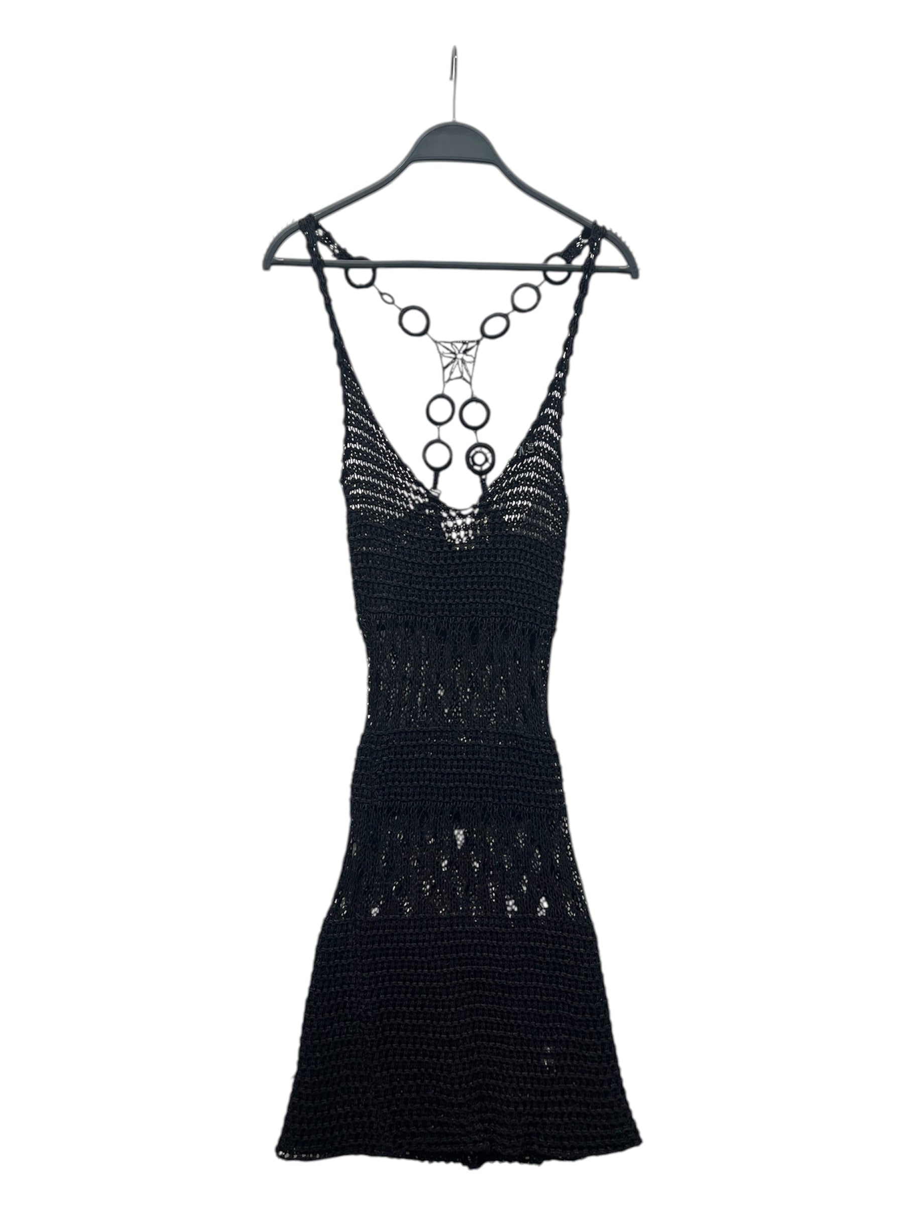 MISS SIXTY/Camisole Dress/M/Cotton/BLK/Midi Length/open knit halter dress view 1