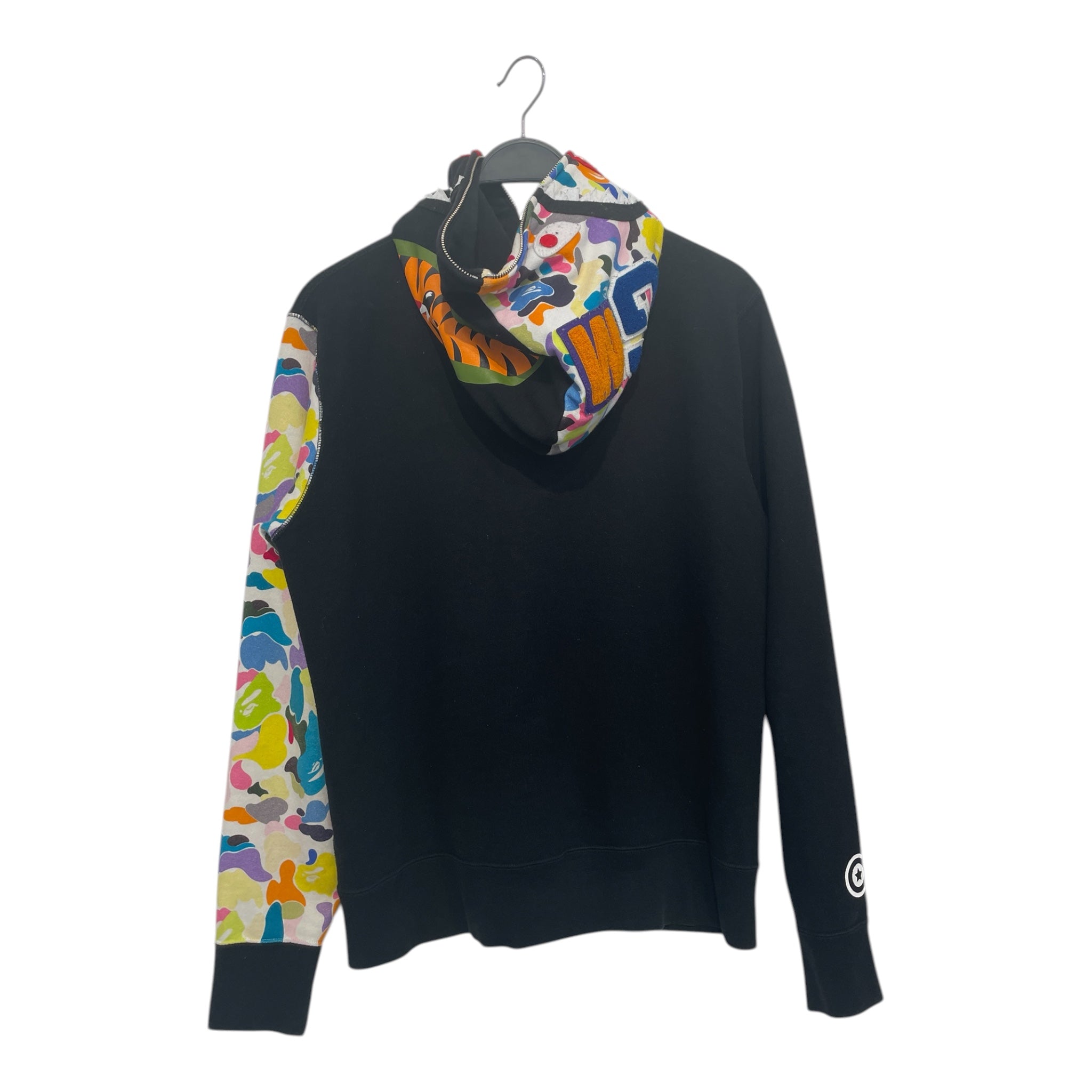 A BATHING APE/Zip Up Hoodie/M/Cotton/BLK/colorful camo/tiger hood view 2