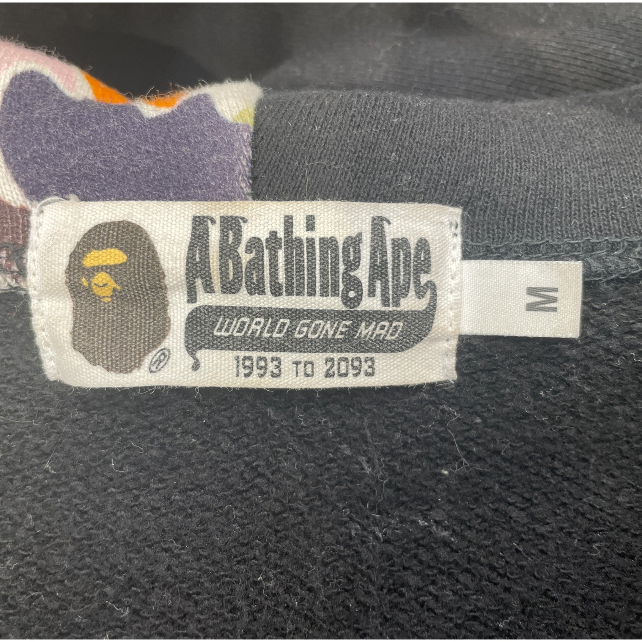 A BATHING APE/Zip Up Hoodie/M/Cotton/BLK/colorful camo/tiger hood view 3