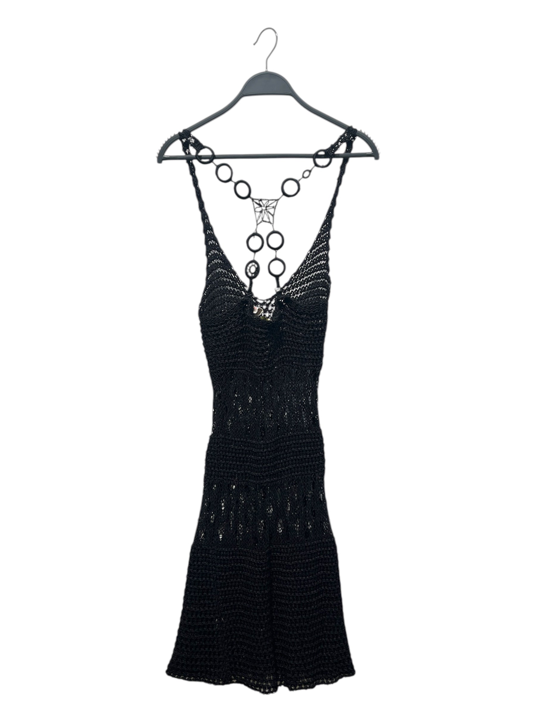 MISS SIXTY/Camisole Dress/M/Cotton/BLK/Midi Length/open knit halter dress view 2