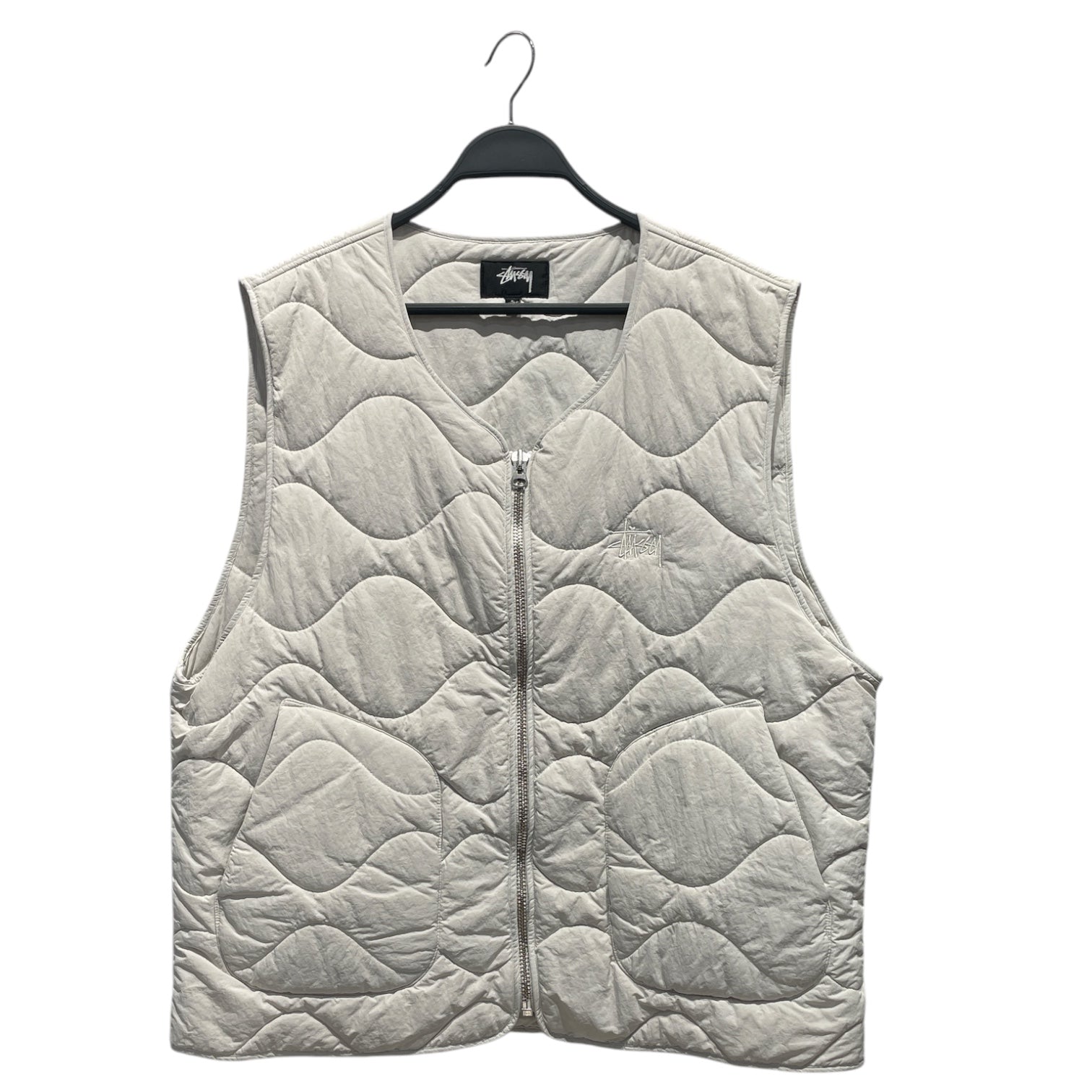 STUSSY/Quilted Vest/L/Nylon/WHT/Recycled Nylon Bone Vest view 1