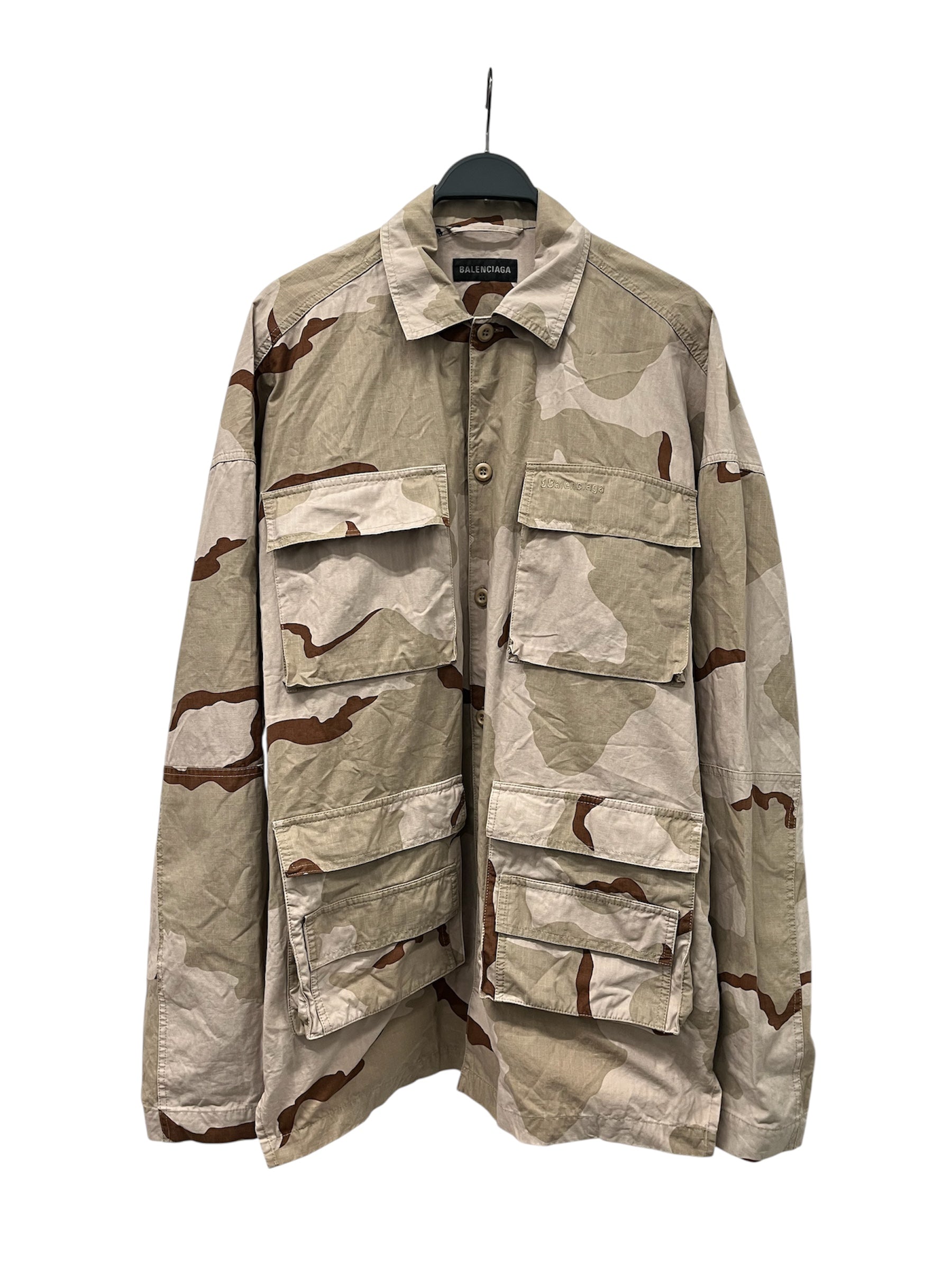 BALENCIAGA/Jacket/37/Cotton/BEG/BB CORP CAMO LARGE FIT SHIRT view 1