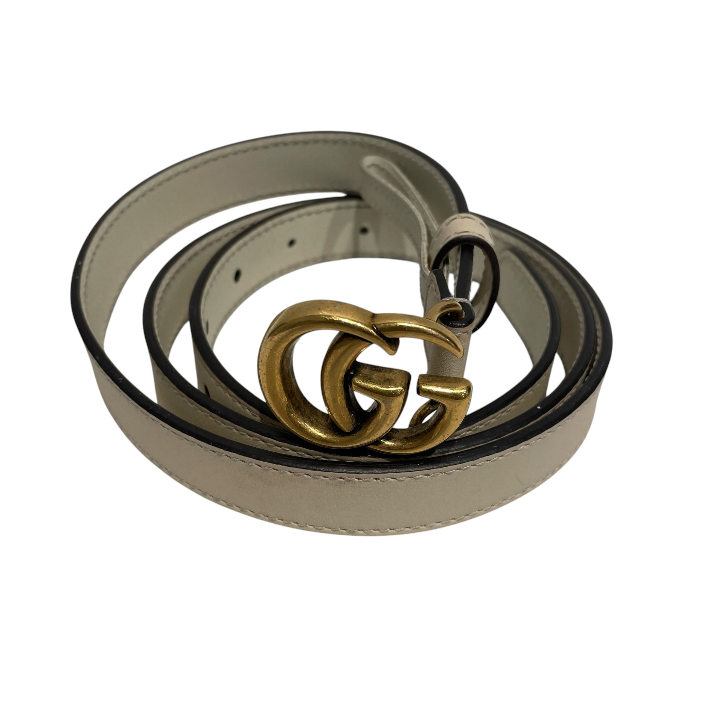 GUCCI/Belt/Leather/CRM/L's/GOLD GG BELT view 1