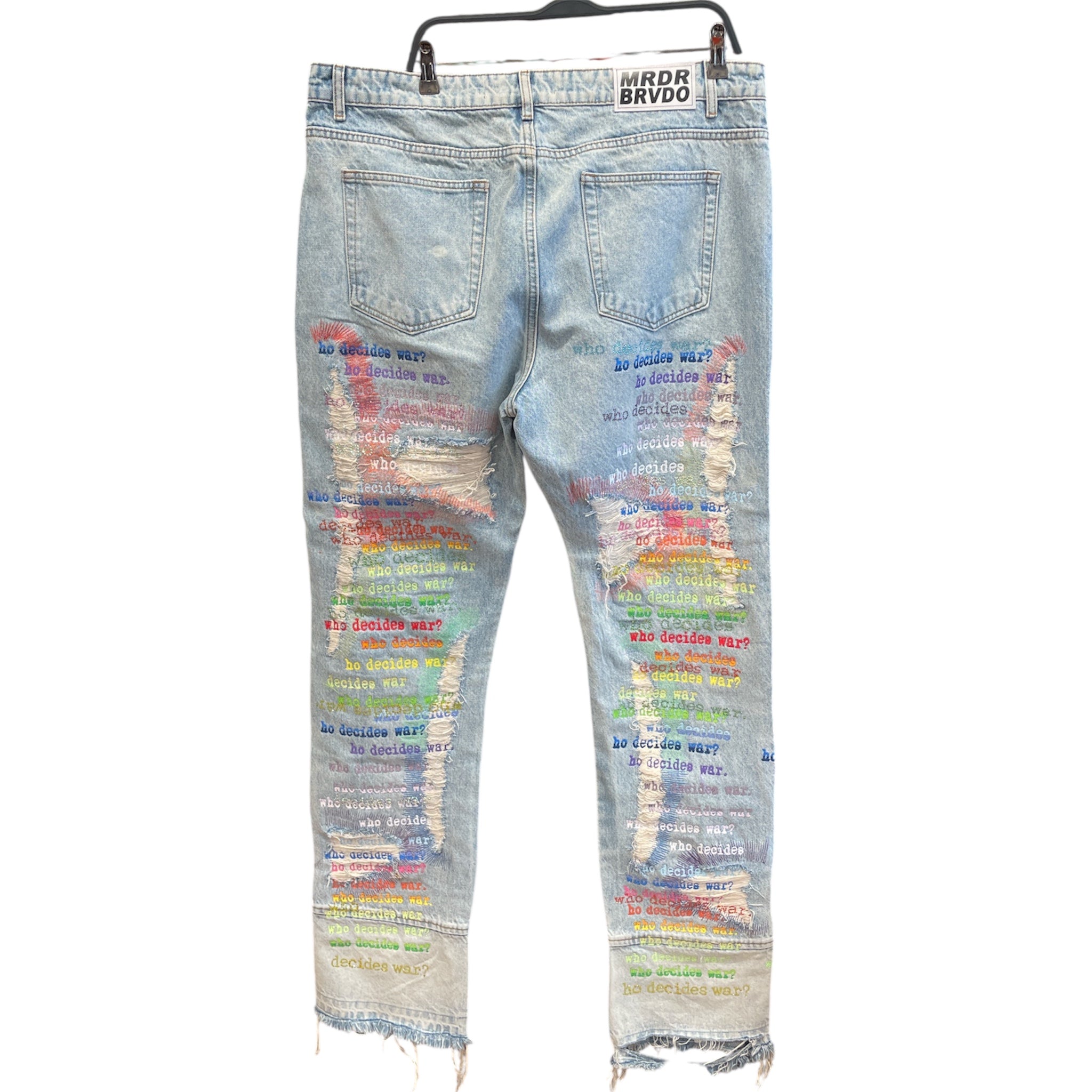 WHO DECIDES WAR/Pants/38/Cotton/BLU/MULTI COLOR LOGOS RHINSTONES view 2