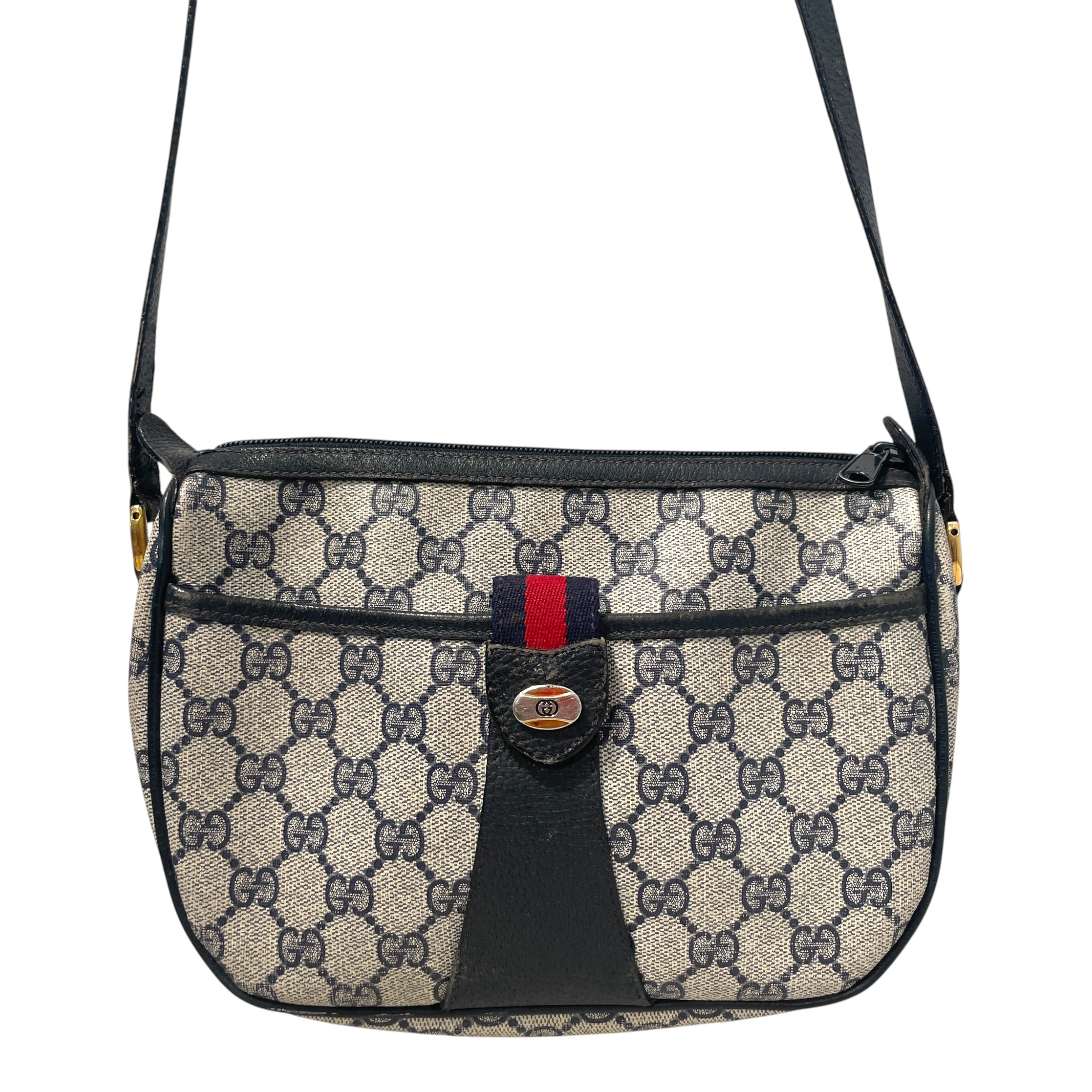 GUCCI/Cross Body Bag/Monogram/Leather/NVY/GG Supreme Monogram Zip Bag view 2