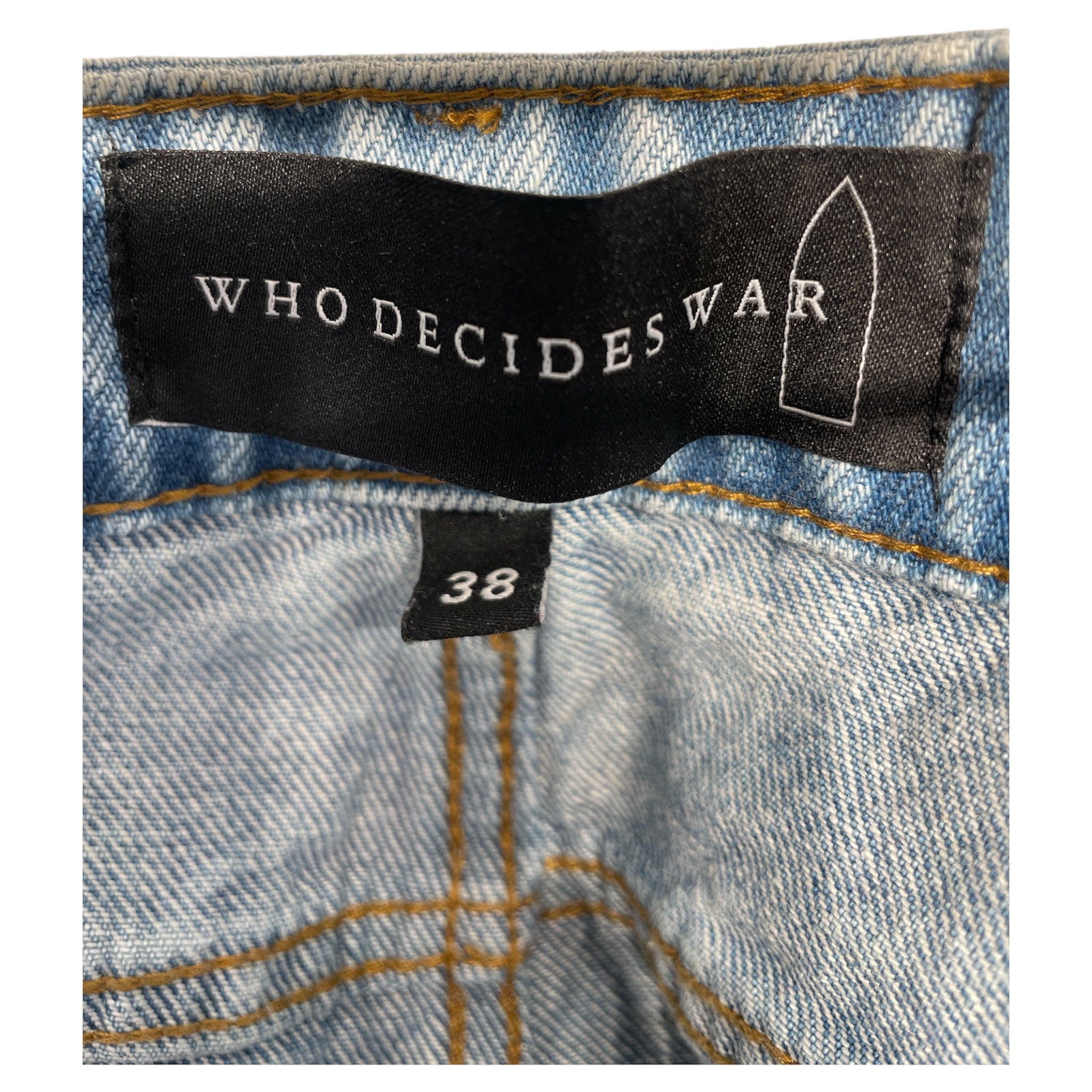 WHO DECIDES WAR/Pants/38/Cotton/BLU/MULTI COLOR LOGOS RHINSTONES view 3