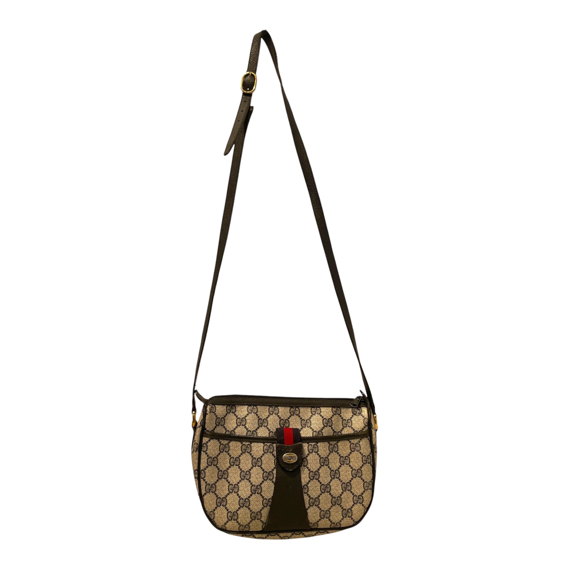 GUCCI/Cross Body Bag/Monogram/Leather/NVY/GG Supreme Monogram Zip Bag view 1