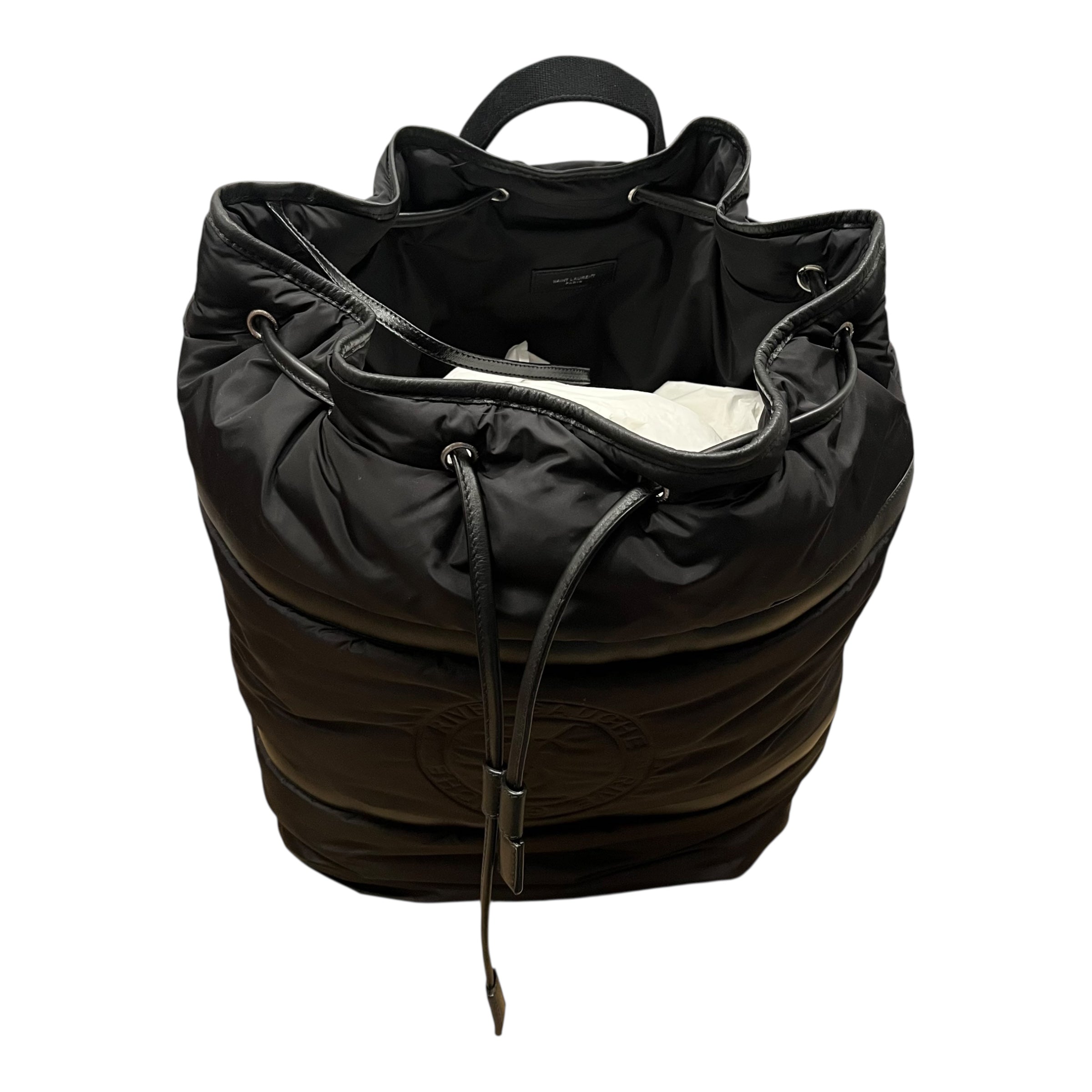 SAINT LAURENT/Backpack/Nylon/BLK/Rive Gauche Drawstring Backpac view 3