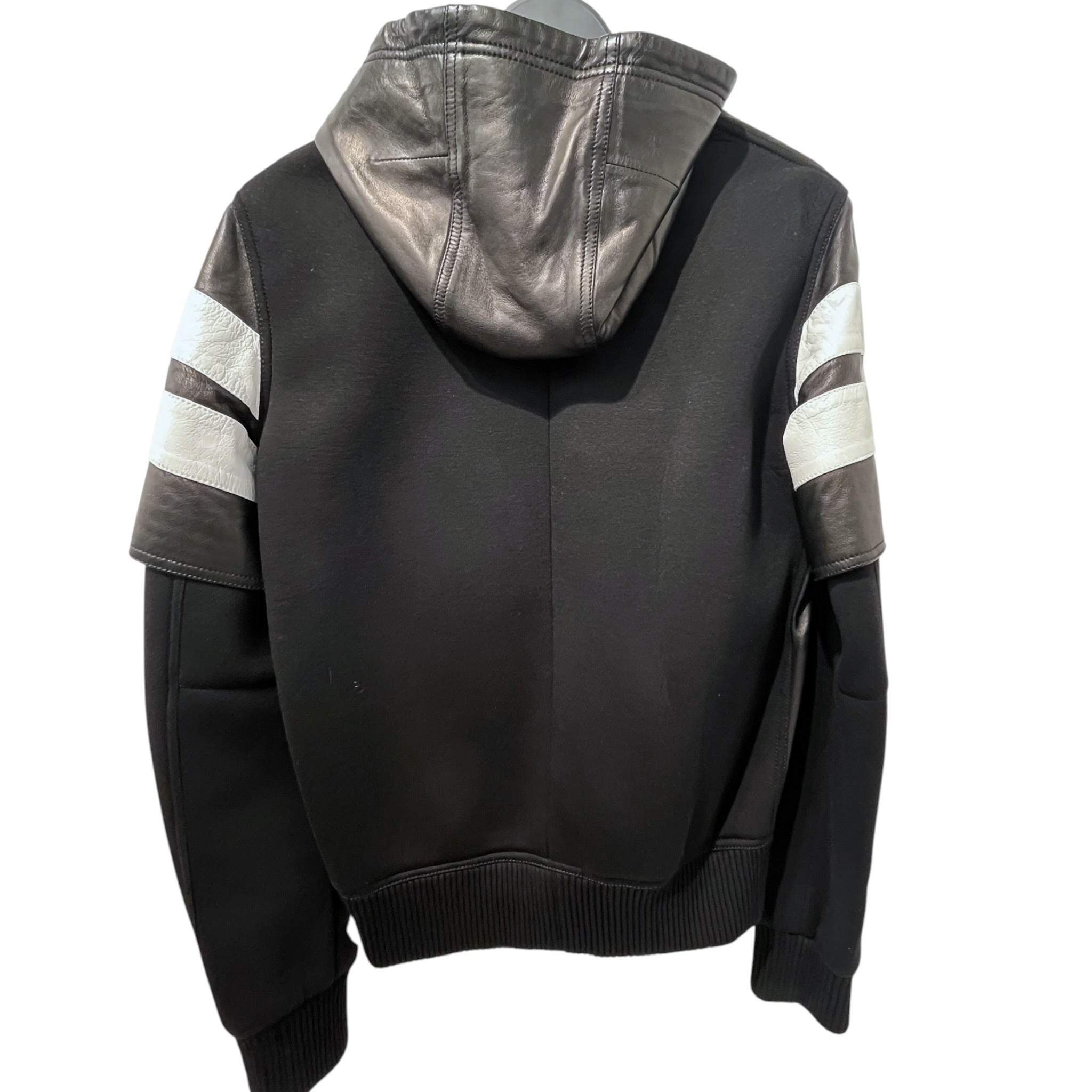 GIVENCHY/Jacket/48/Leather/BLK/WHITE STRIPE COTTON SLEEVES view 2