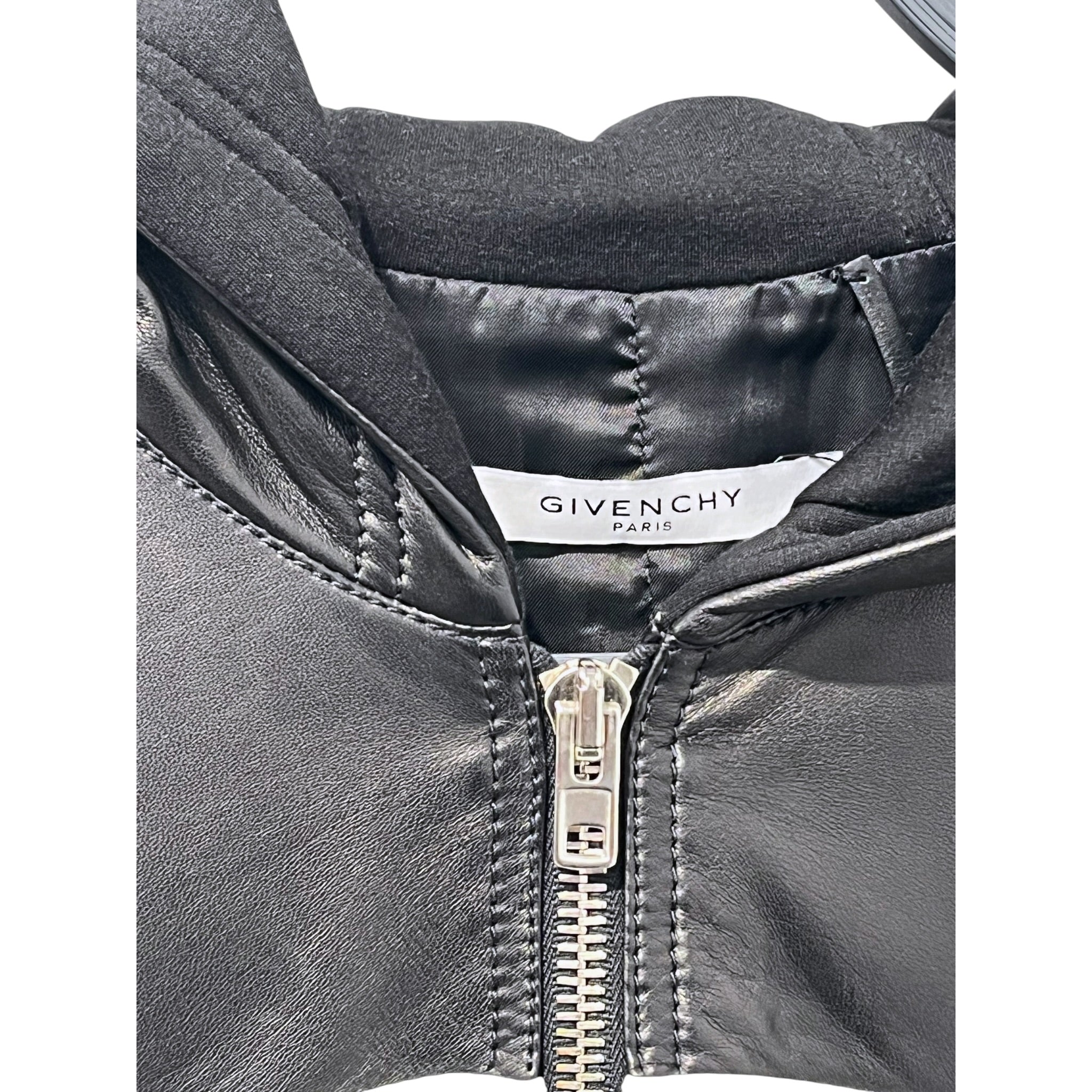 GIVENCHY/Jacket/48/Leather/BLK/WHITE STRIPE COTTON SLEEVES view 3