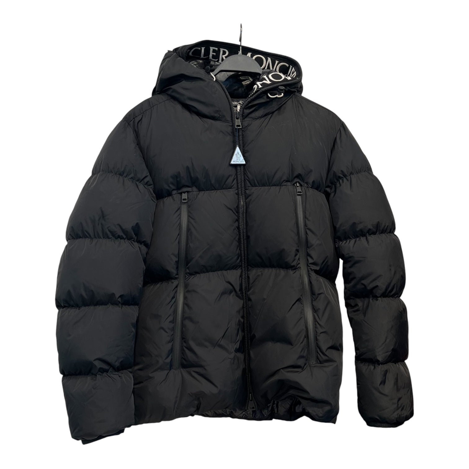MONCLER/Puffer Jkt/M/Nylon/BLK/"moncler" lined hood view 1