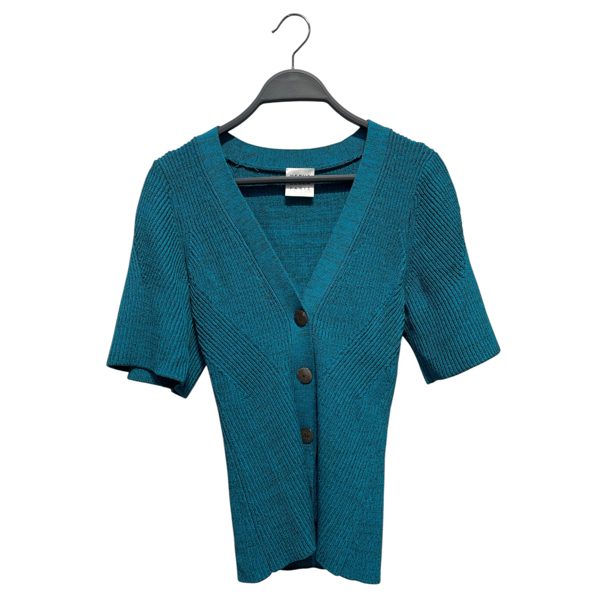Herve Leger/SS Blouse/S/Cotton/BLU/button front view 1