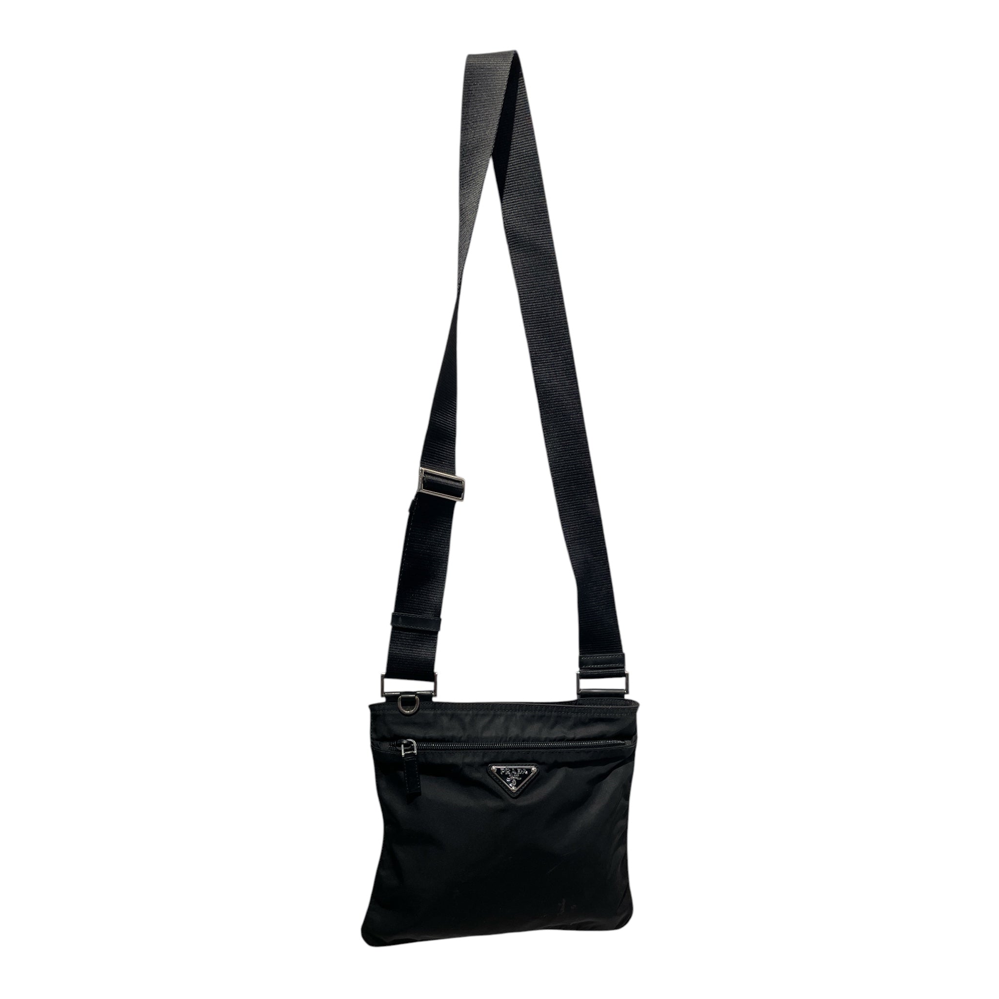 PRADA/Cross Body Bag/Nylon/BLK/flat messenger view 1