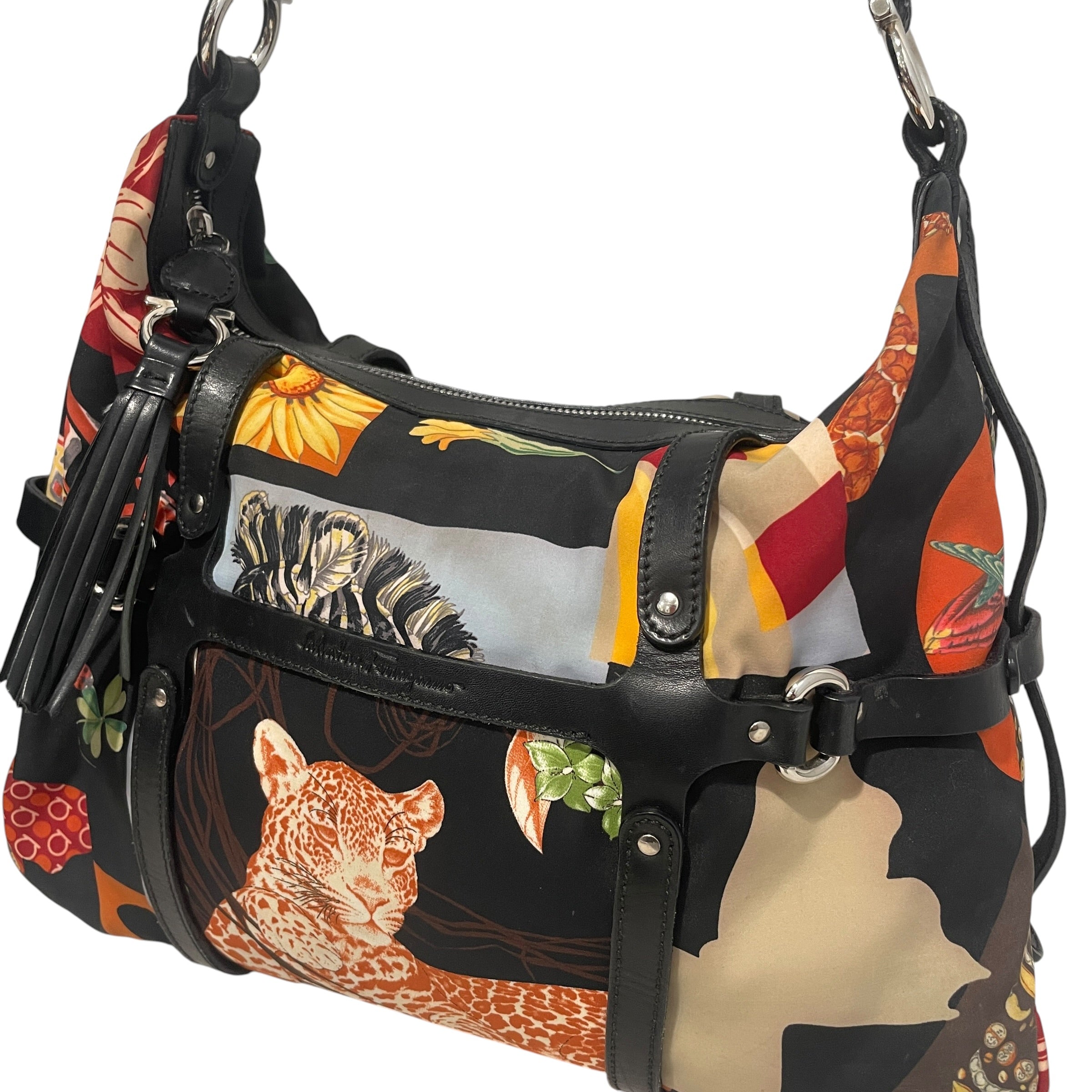 Salvatore Ferragamo/Bag/All Over Print/Nylon/BLK/Fiera Animal
