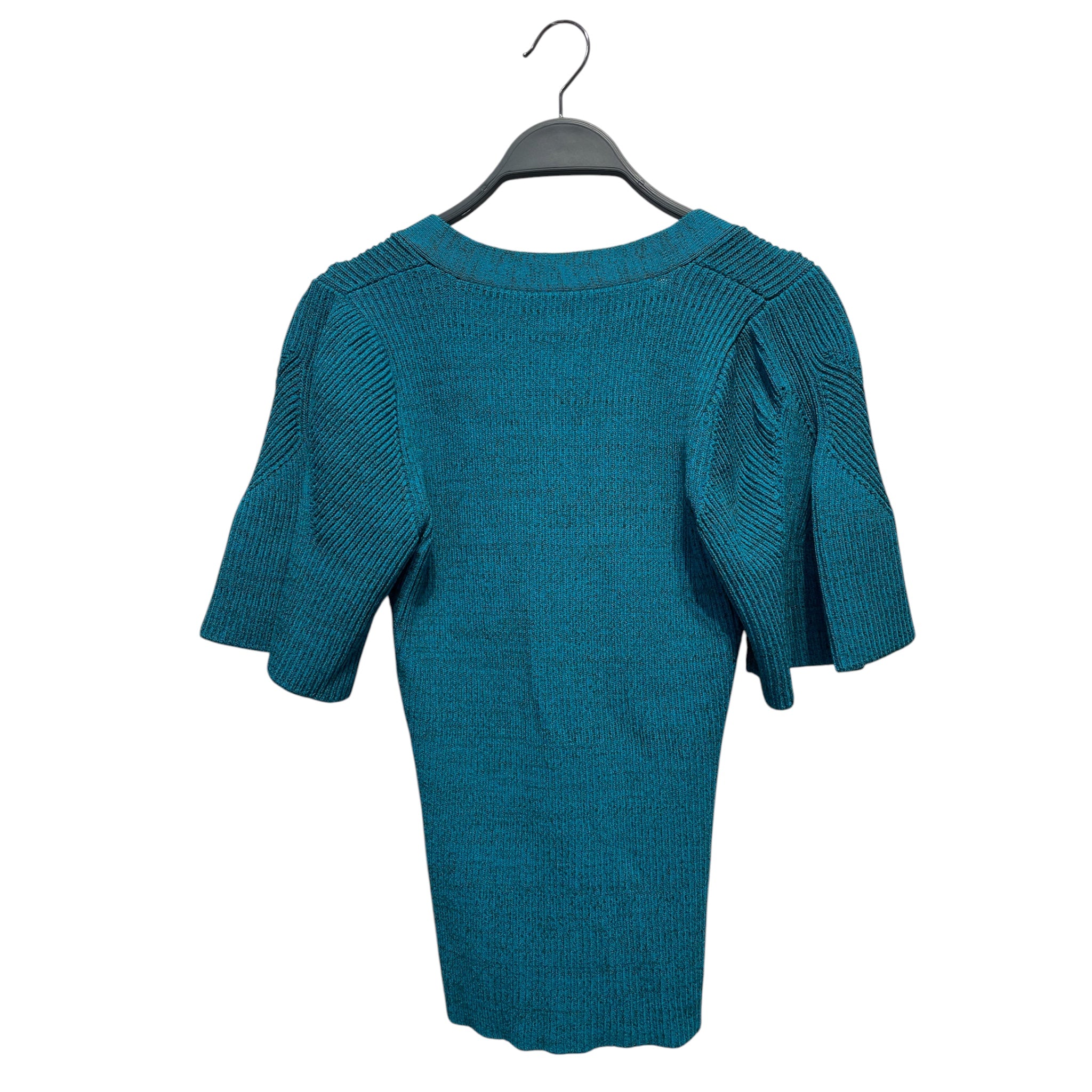 Herve Leger/SS Blouse/S/Cotton/BLU/button front view 2