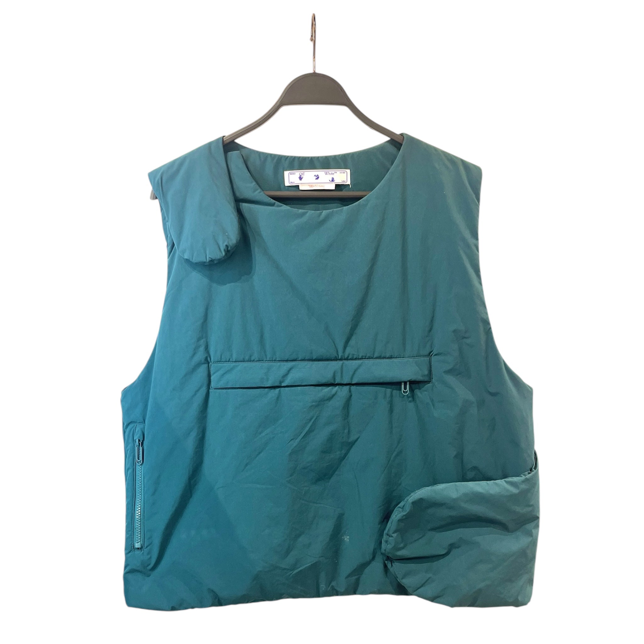 OFF-WHITE/Puffer Vest/L/Polyester/BLU/PATCH PEACH STRAP INSULATED view 1