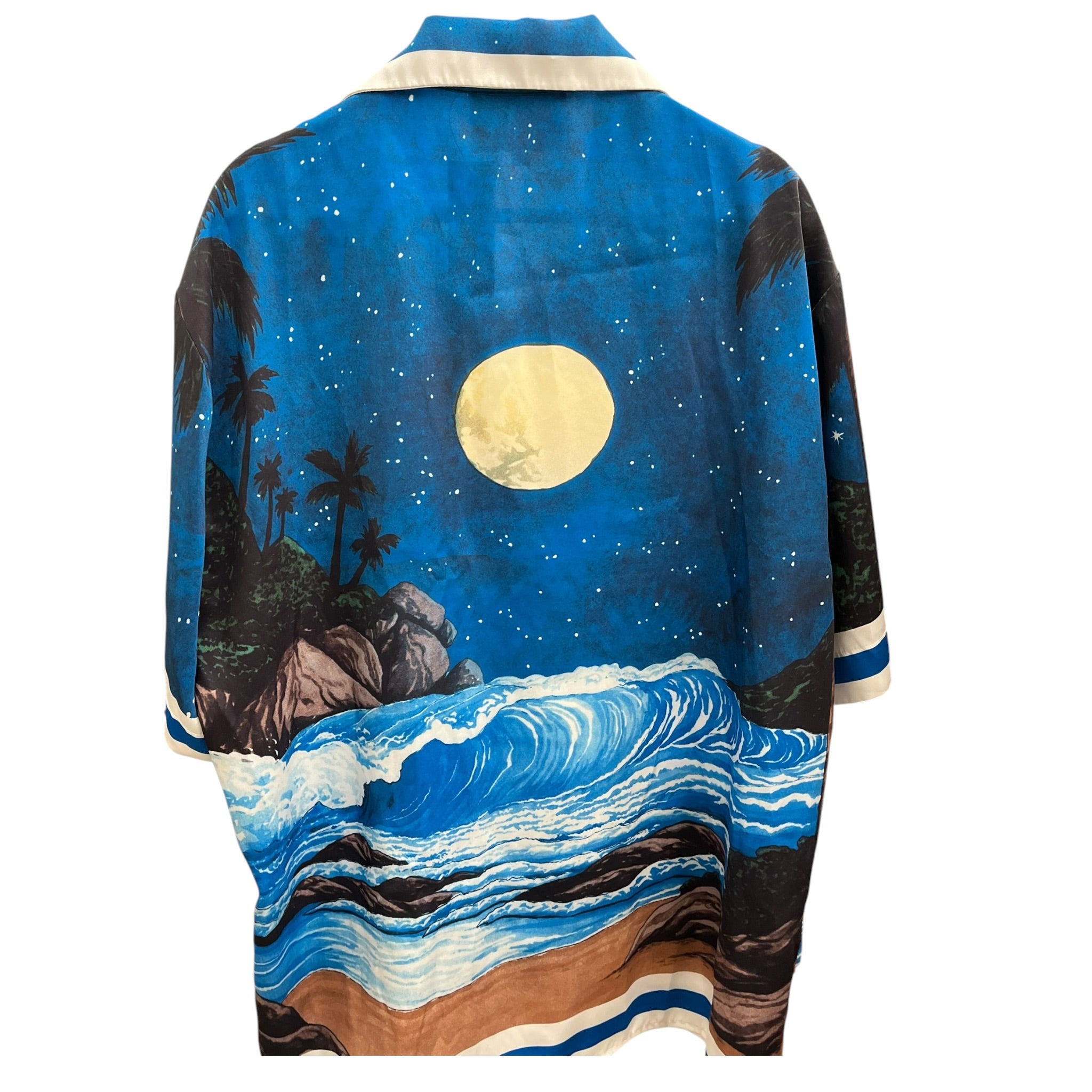 CASABLANCA/Shirt/L/Silk/BLU/All Over Print/NIGHT PALM TREE OCEAN view 1