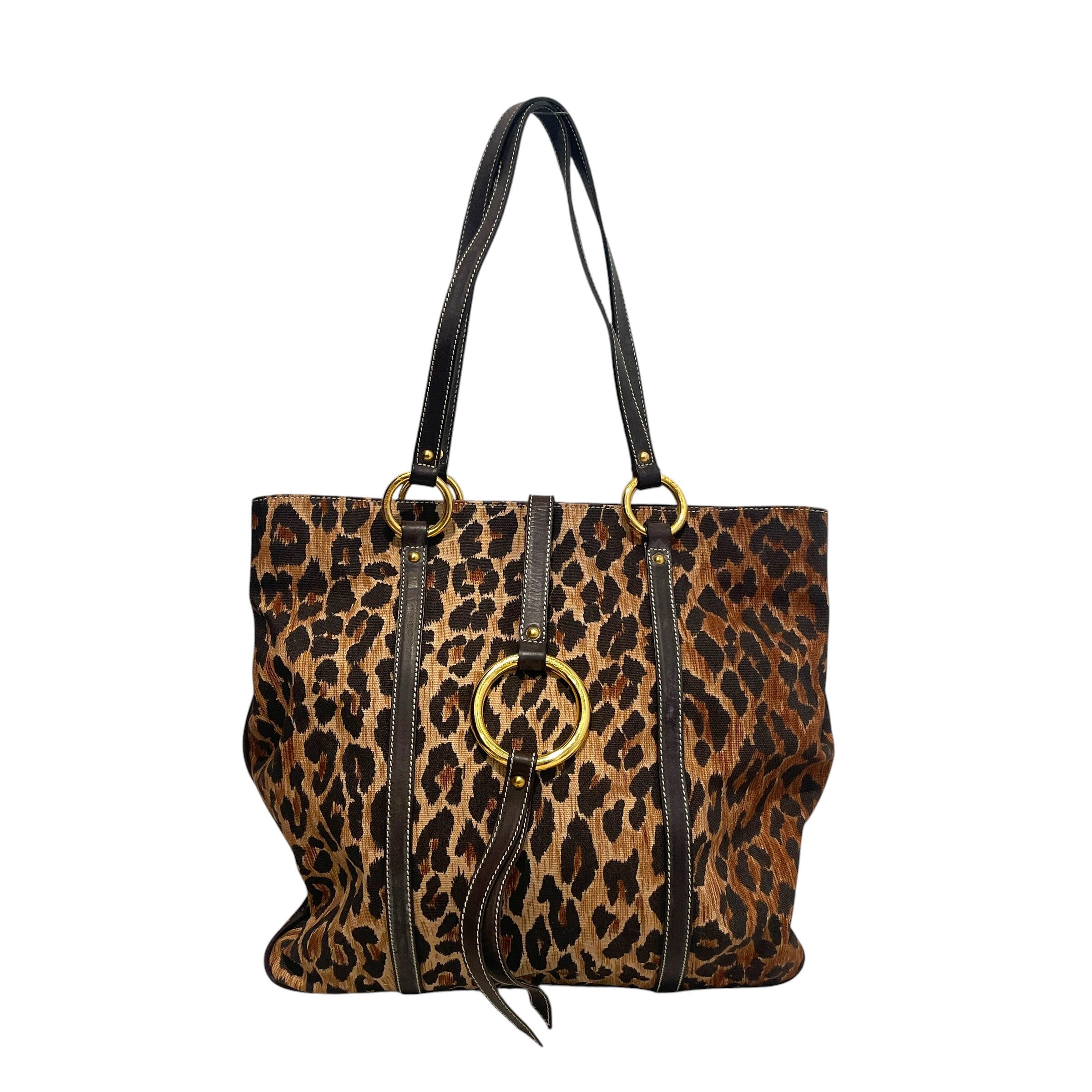 DOLCE&GABBANA/Tote Bag/Animal Pattern/Cotton/BRW/Leopard Print Leather Trim view 1