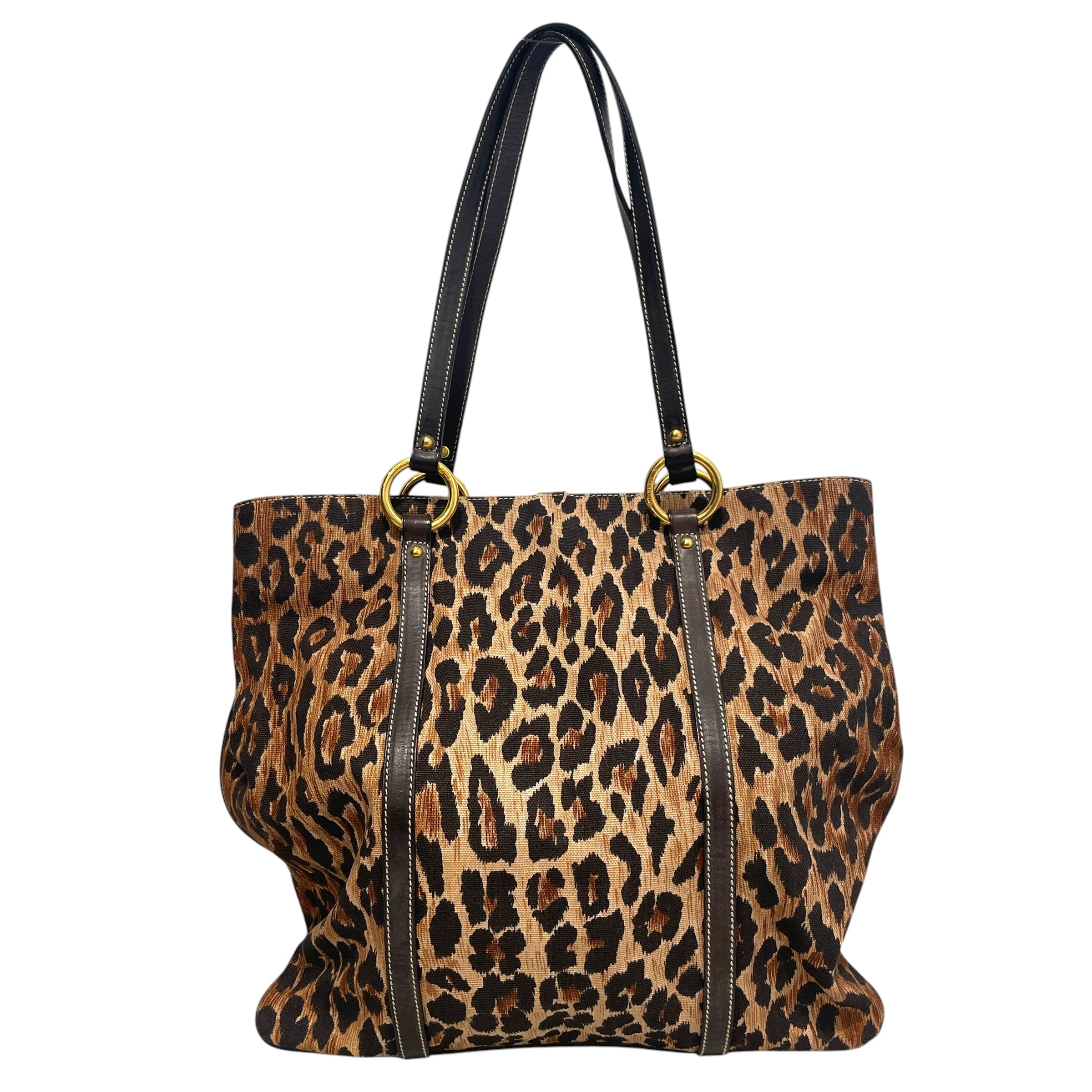 DOLCE&GABBANA/Tote Bag/Animal Pattern/Cotton/BRW/Leopard Print Leather Trim view 4