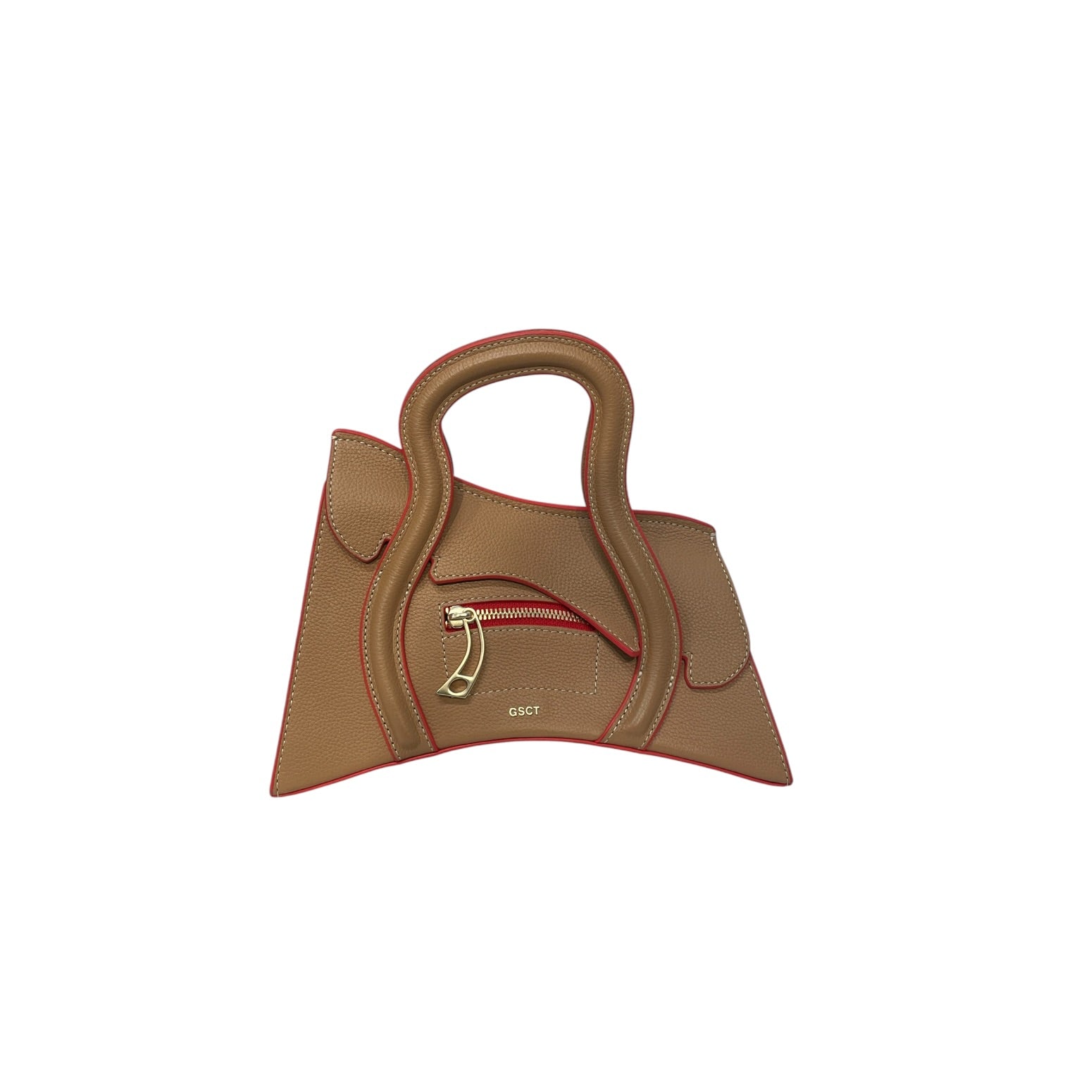GSCT/Hand Bag/Leather/KHK/RED OUTLINE STITCH/ GSCT GOLD view 1