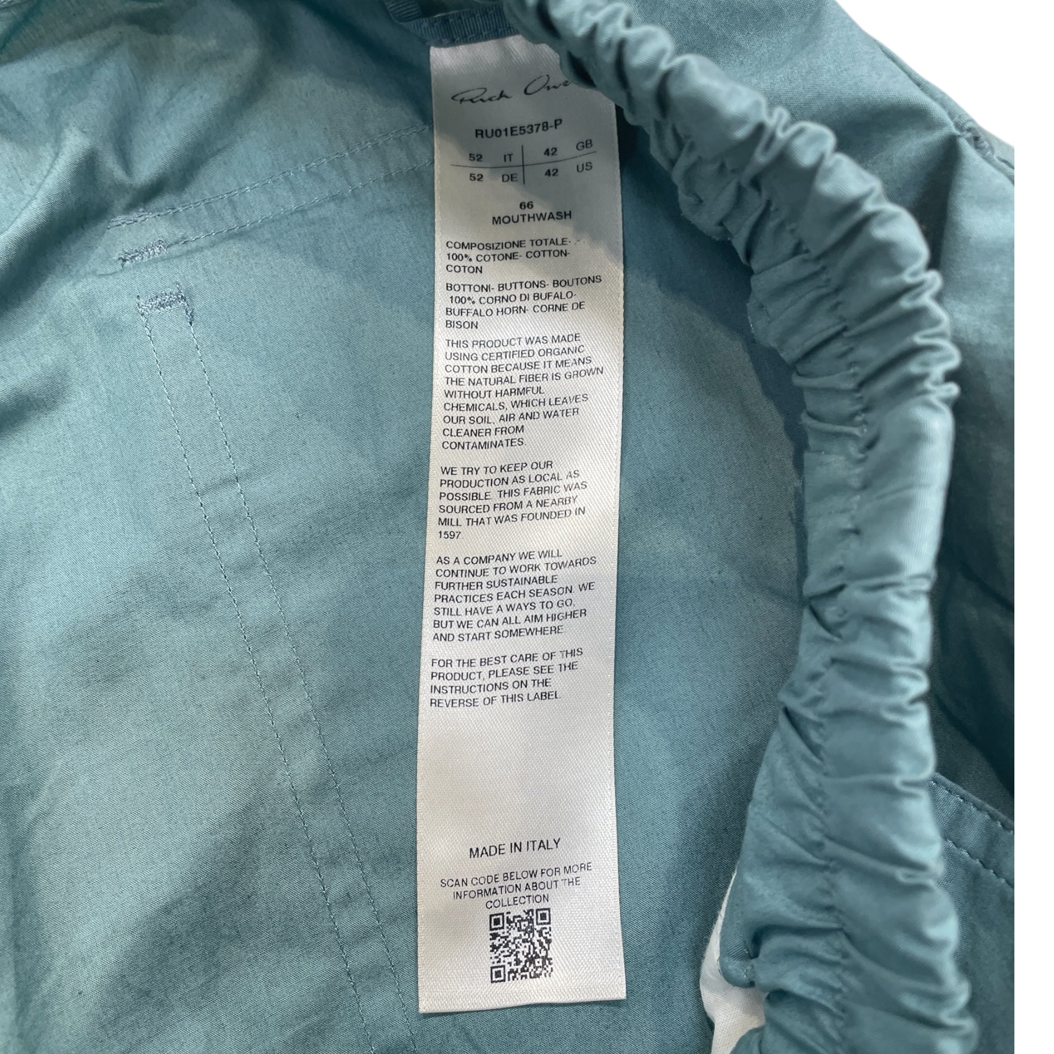 Rick Owens/Cargo Pants/42/Cotton/GRN/straight leg teal plants view 4