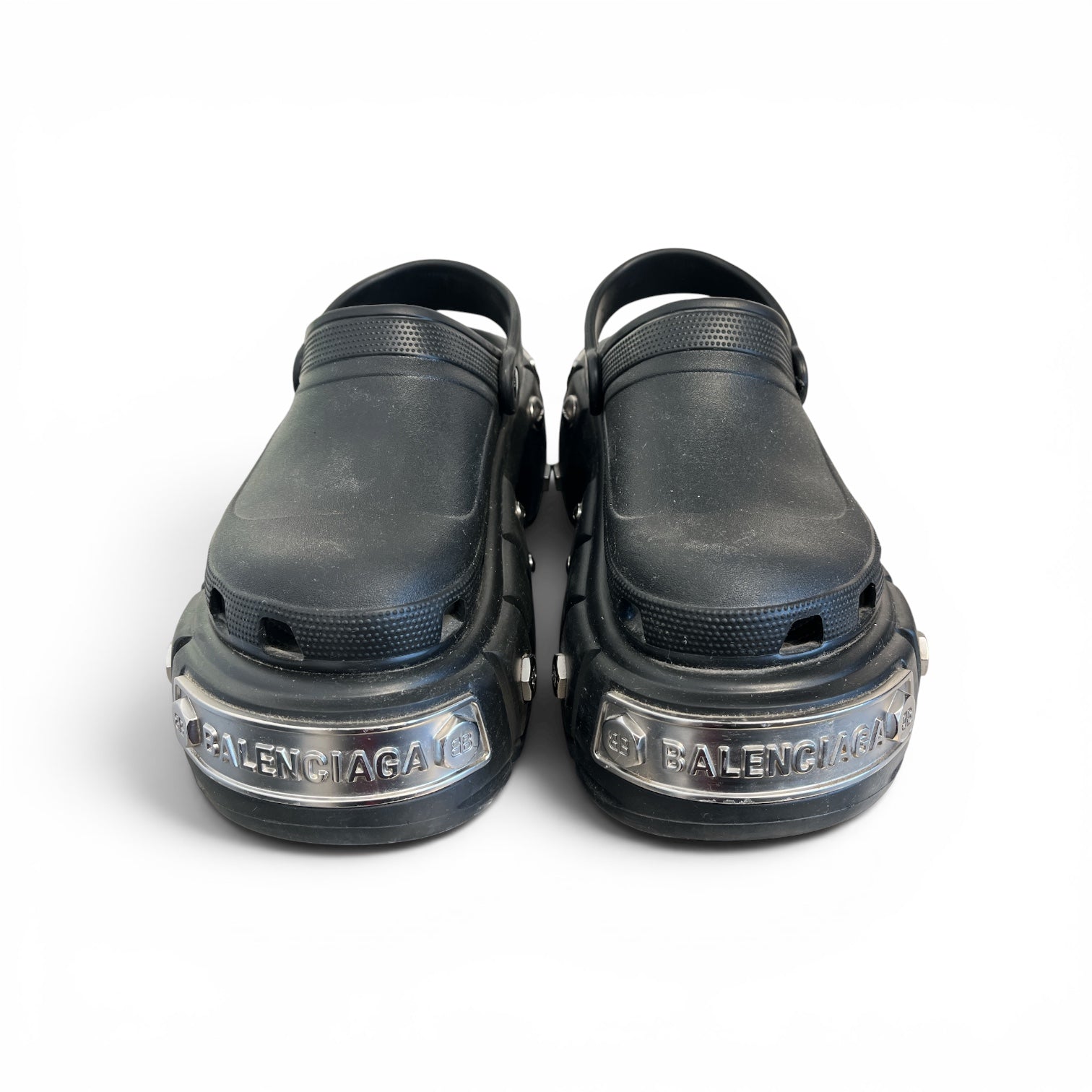 BALENCIAGA/Sandals/EU 44/BLK/CROC CLOGS WITH HARDWARE view 1