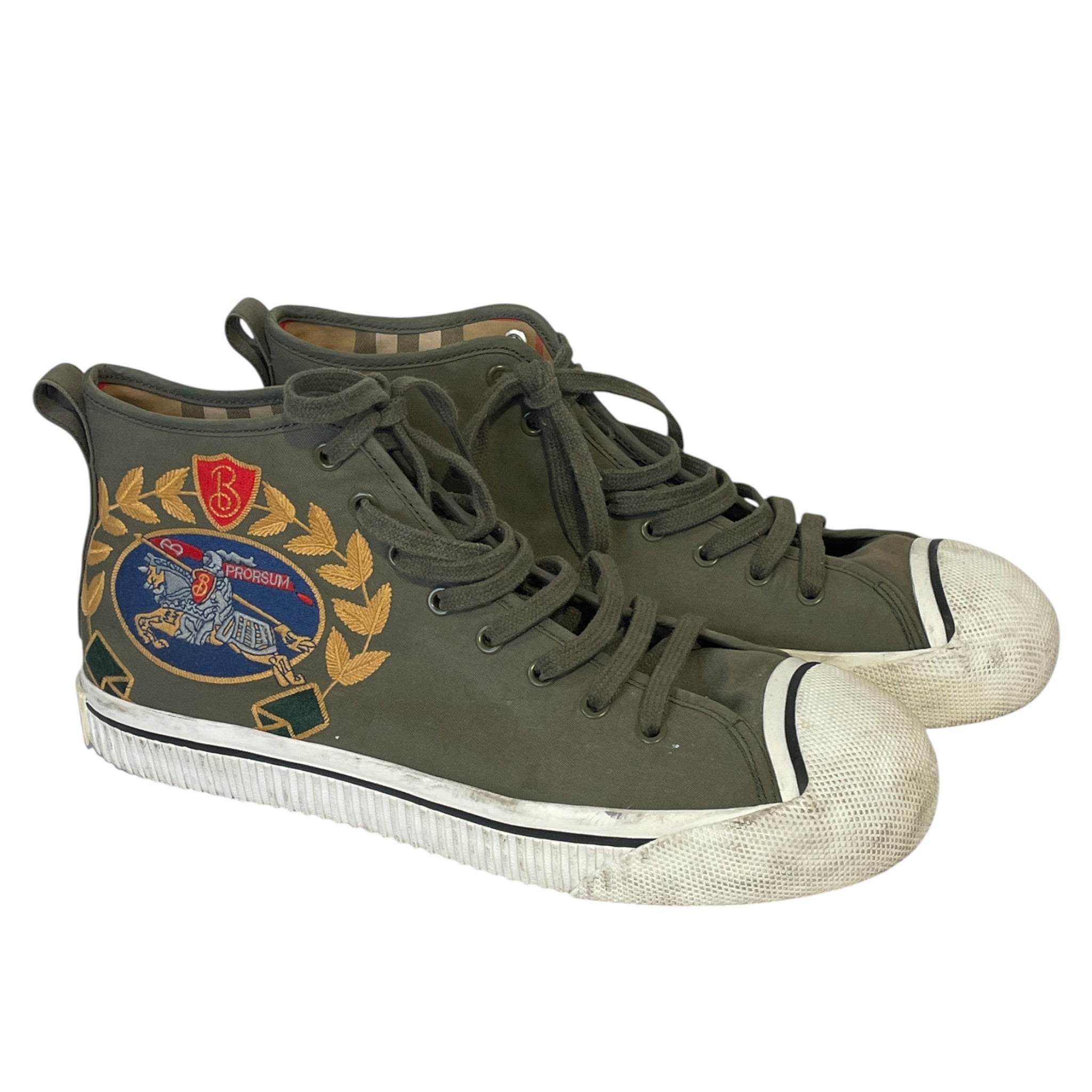 BURBERRY LONDON/Hi-Sneakers/EU 35.5/Cotton/GRN/emblem logo side view 1