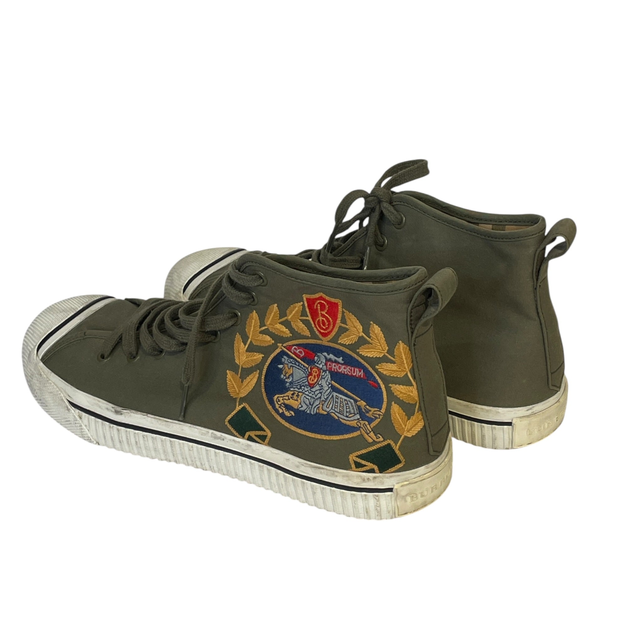 BURBERRY LONDON/Hi-Sneakers/EU 35.5/Cotton/GRN/emblem logo side view 2