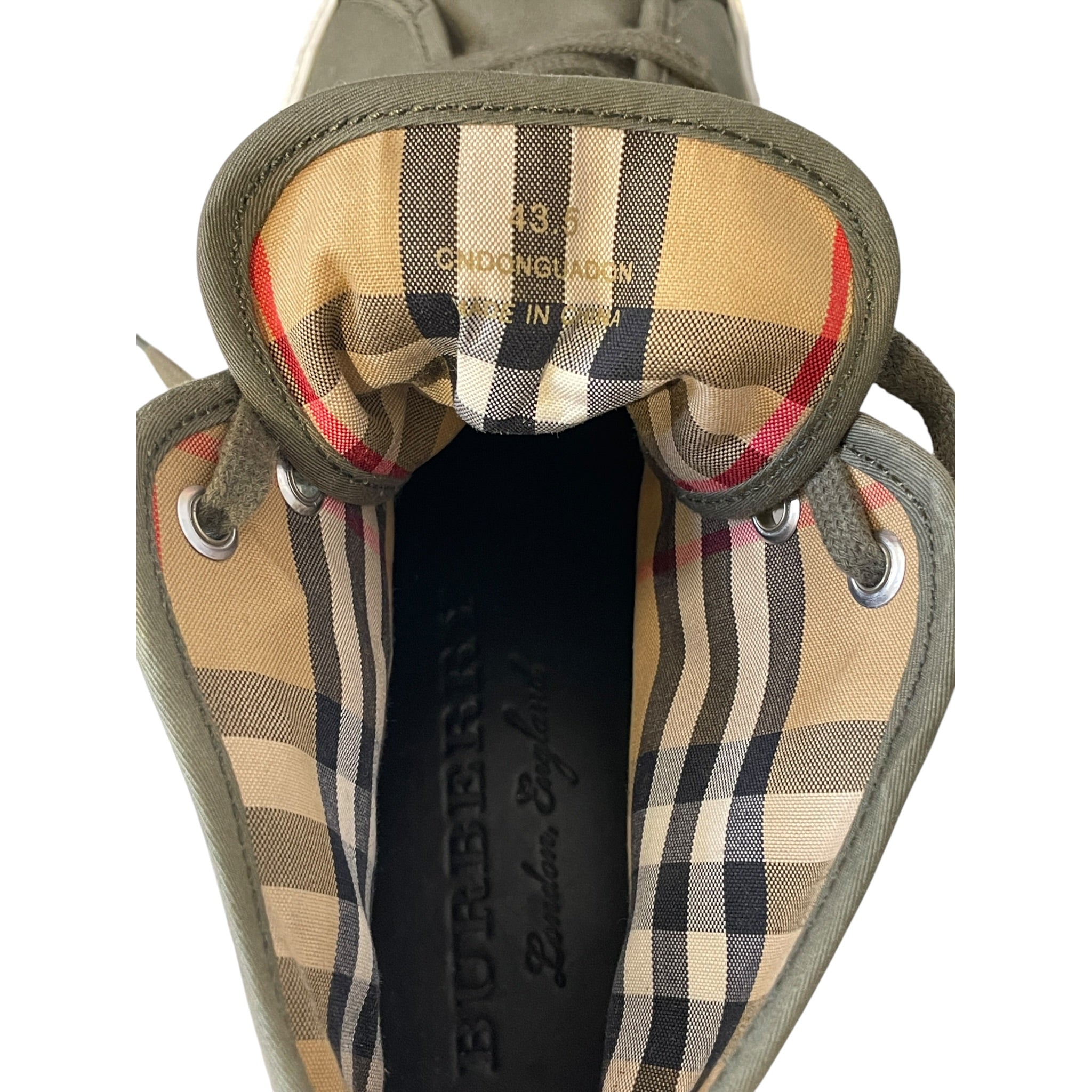 BURBERRY LONDON/Hi-Sneakers/EU 35.5/Cotton/GRN/emblem logo side view 3