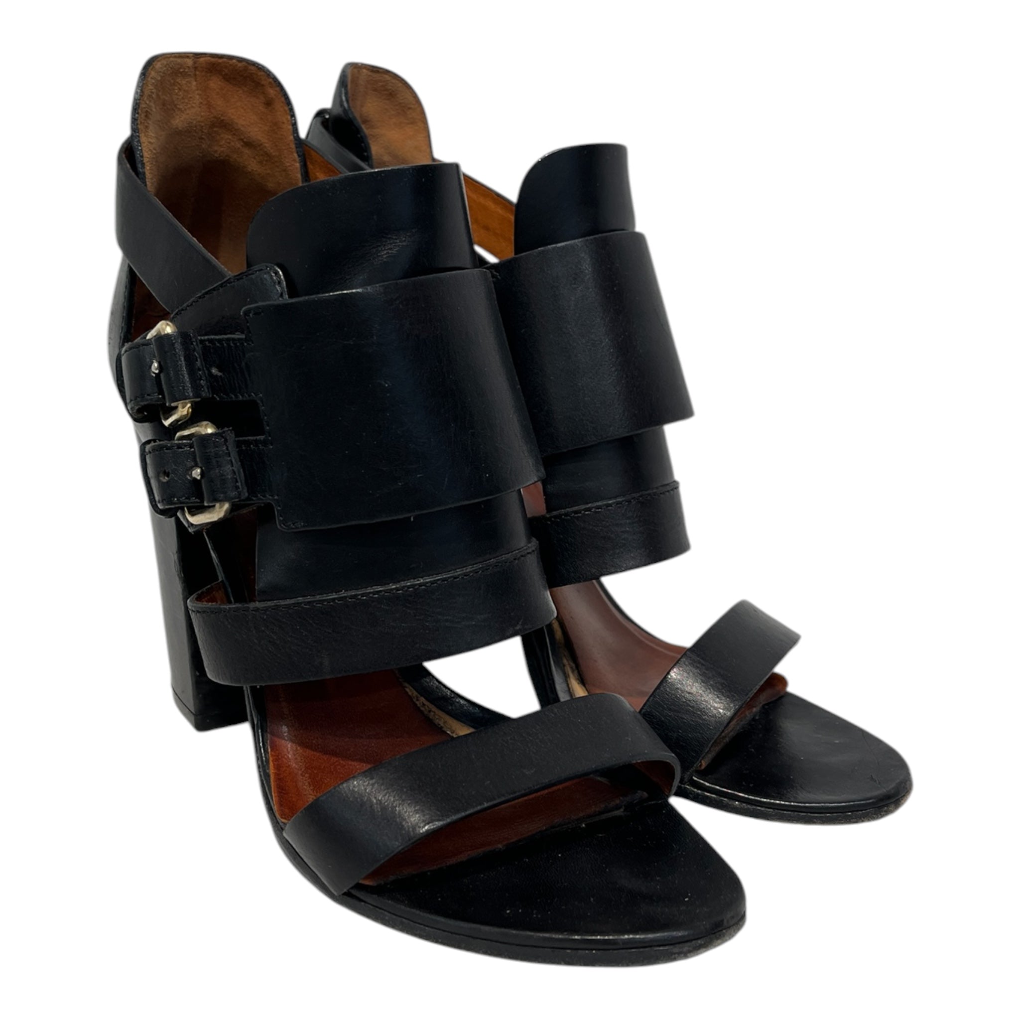 GIVENCHY/Heels/EU 39/Leather/BLK/Double Buckle Block Heels view 1