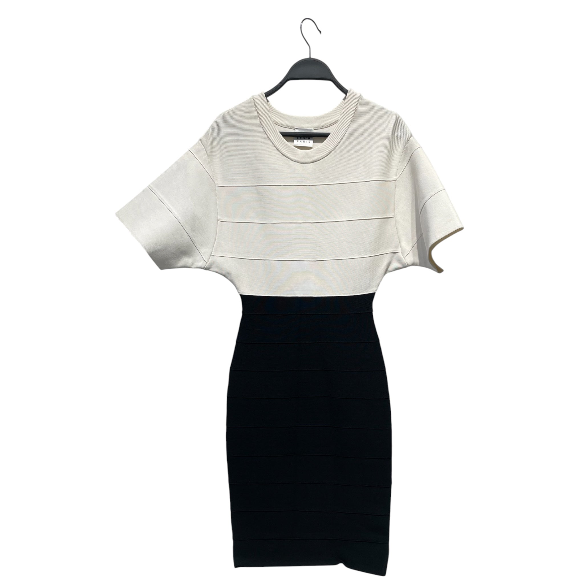 Herve Leger/SS Dress/S/Cotton/WHT/Midi Length/white and black bandage view 1