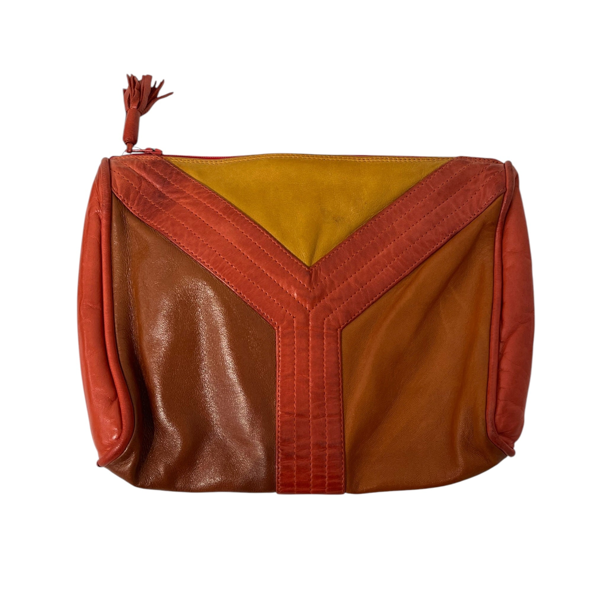 YVES SAINT LAURENT rive gauche/Pouch/Leather/ORN/TASSEL ZIPPER Y STRIPS view 1