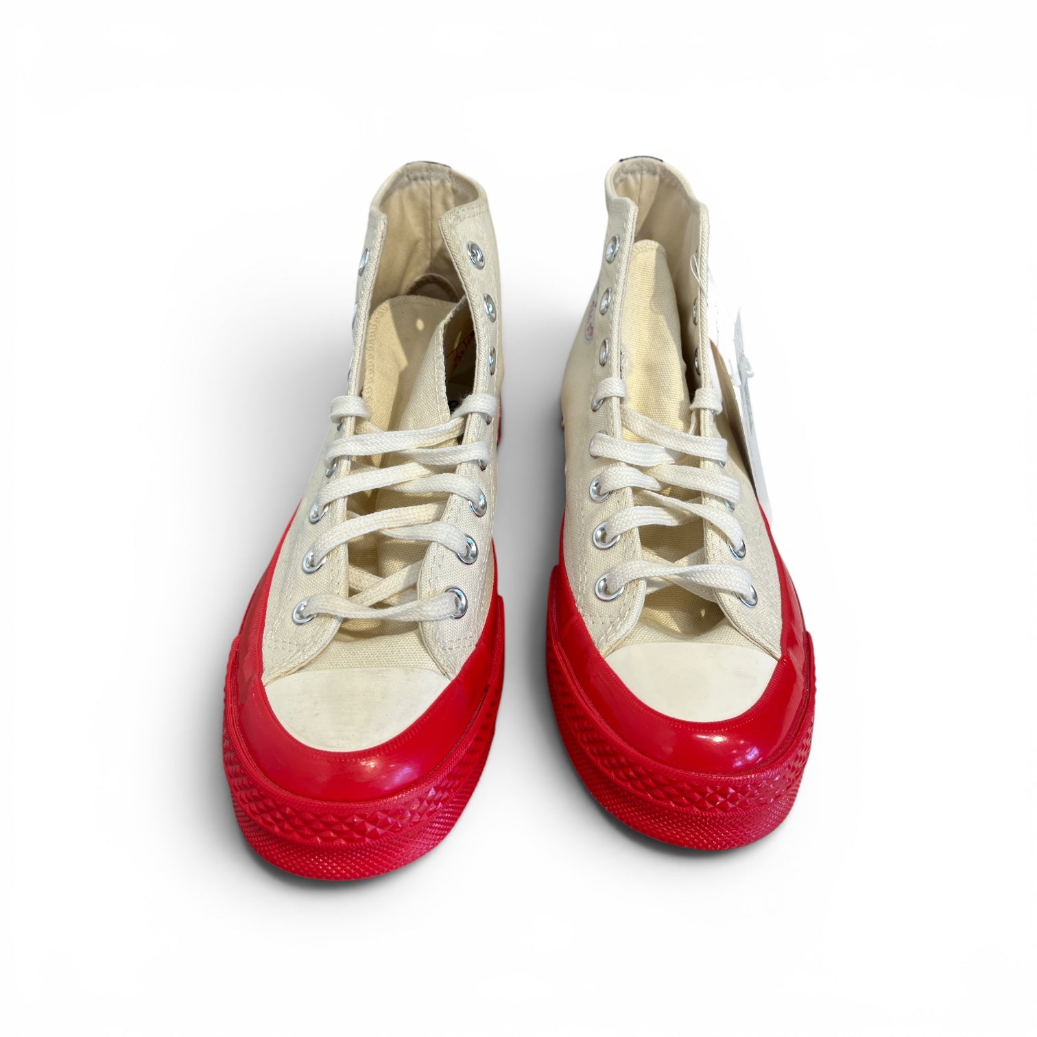 CONVERSE/PLAY COMME des GARCONS/Hi-Sneakers/US 7/CRM/red sole heart shoe view 1