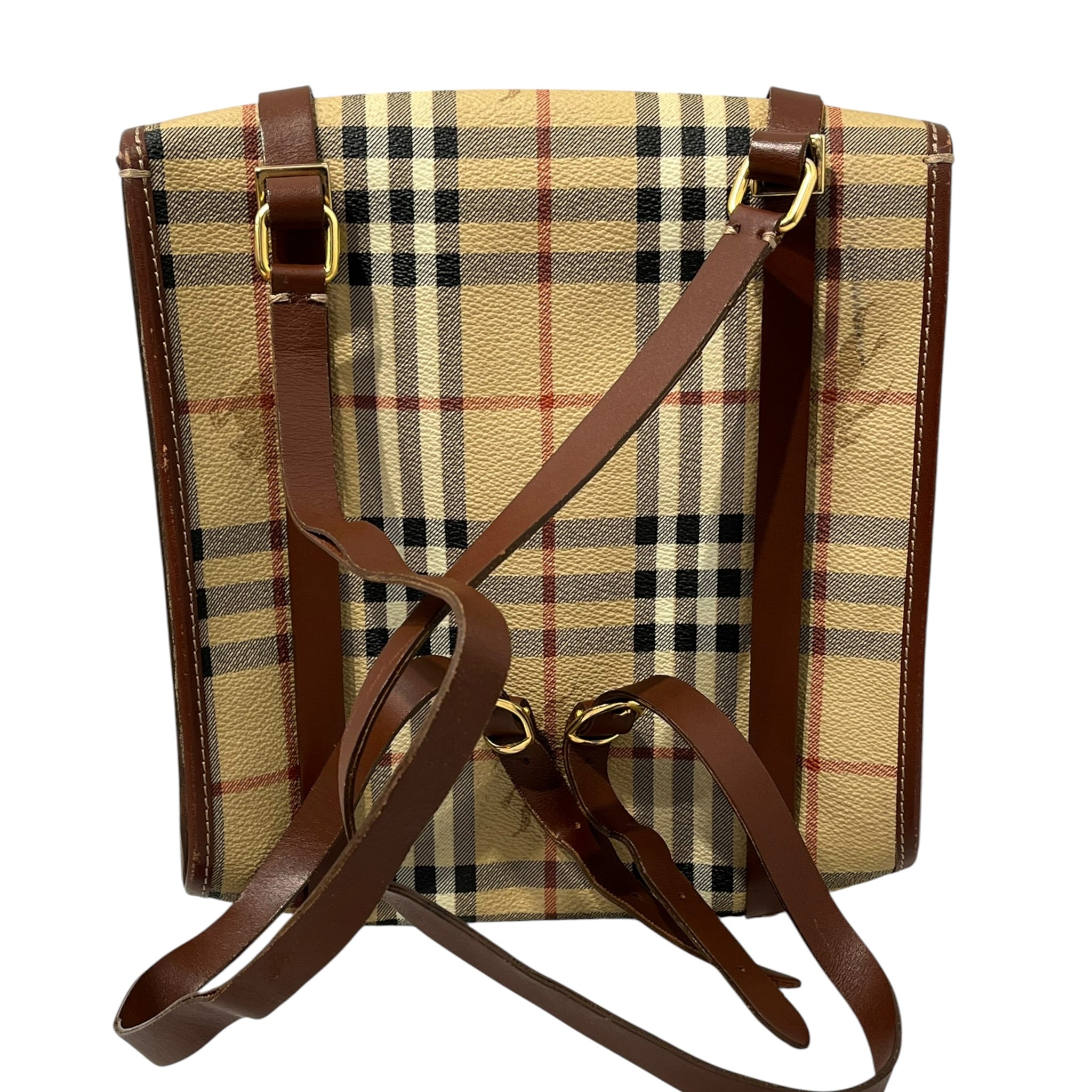 BURBERRY/Backpack/Plaid/Leather/BRW/2 STRAP BUCKLE SNAP CLOSURE view 2